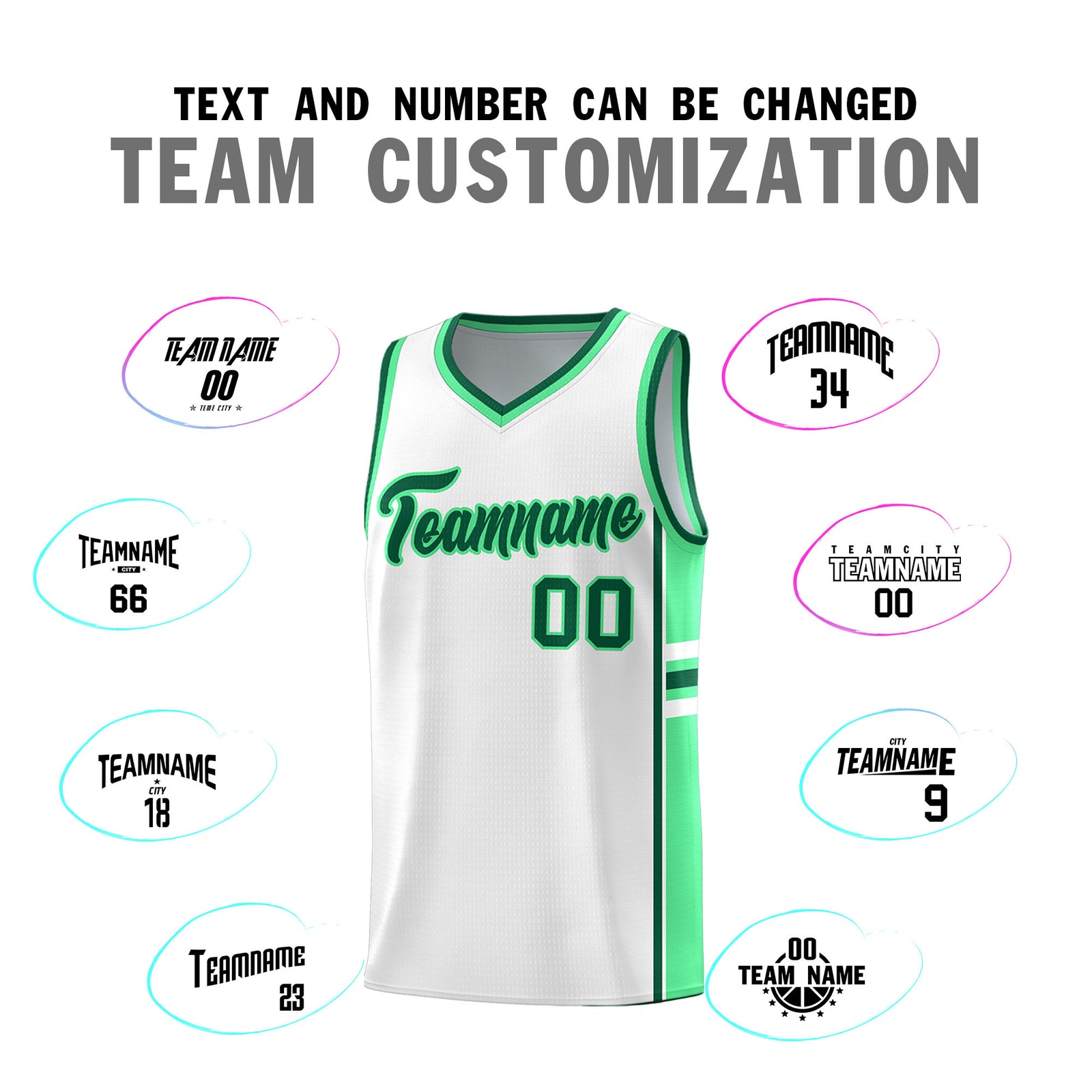 Custom Youth Basketball Jersey - White Green Two-Tone Varsity Jersey Set