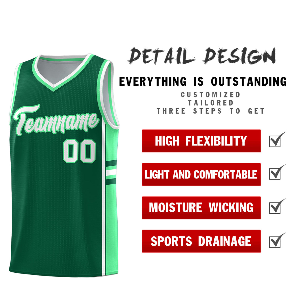 Custom Youth Basketball Jersey - Kelly Green Green Two-Tone Classic Varsity Uniform