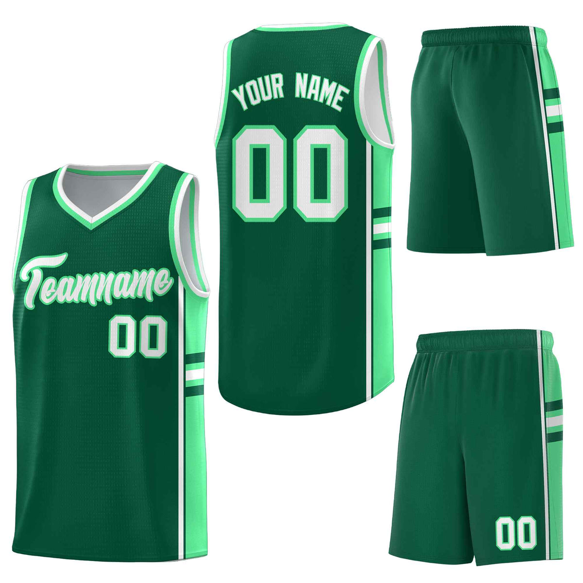Custom Kelly Green Green Classic Color Block Wrinkle-Resistant Personalized Uniform Basketball Jersey