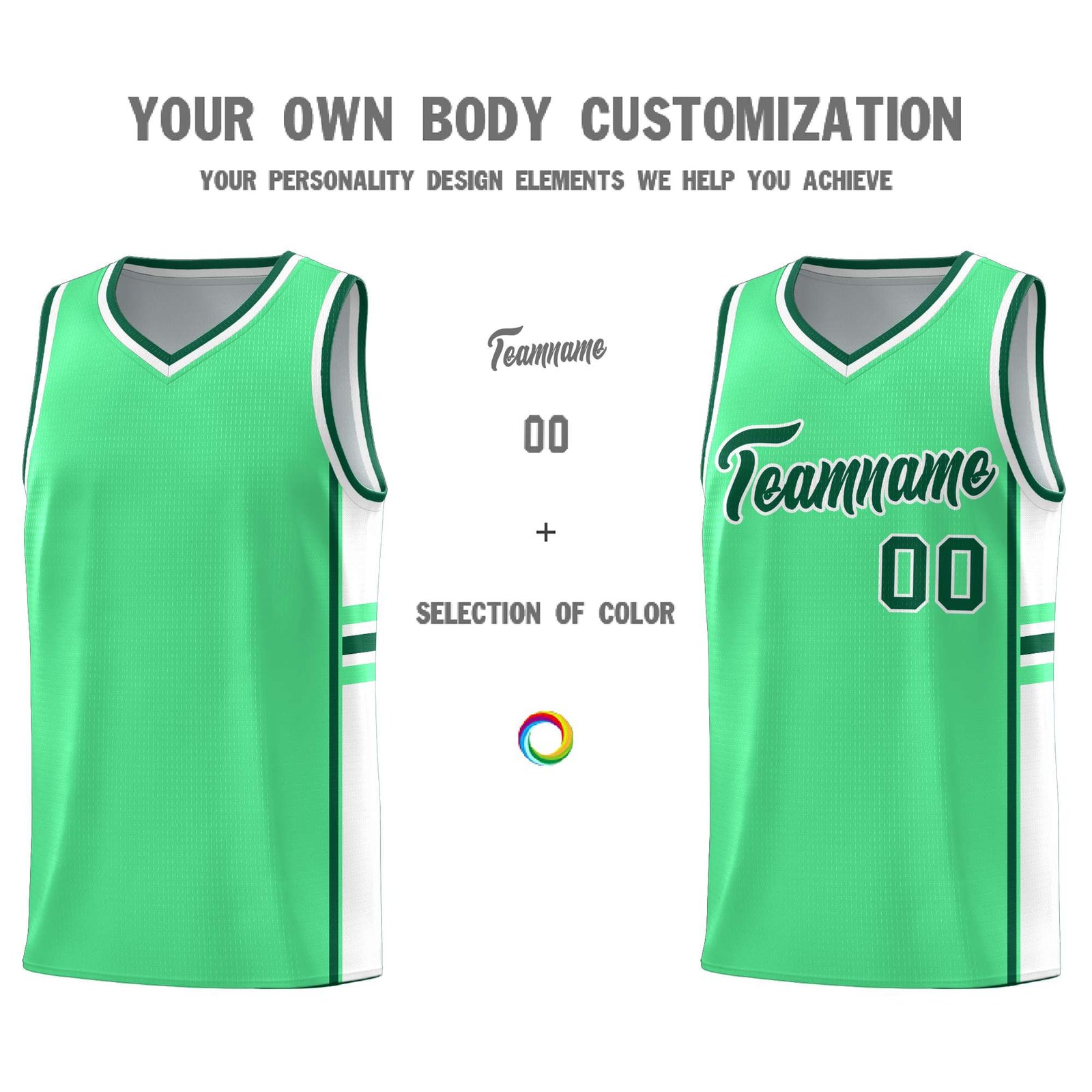 Custom Youth Basketball Jersey - Green White Personalized Varsity Two-Tone Uniform