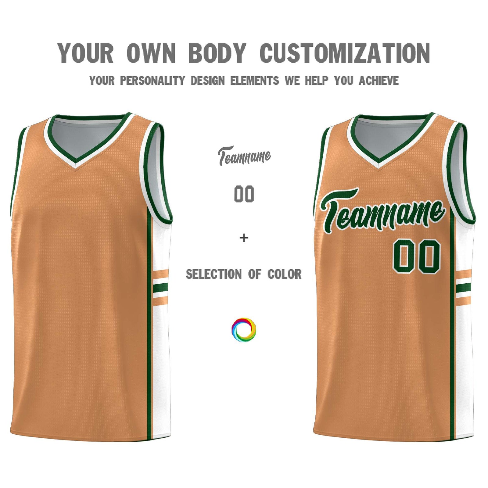 Custom Youth Basketball Jersey - Buckskin Brown White Personalized Varsity Two-Tone Uniform