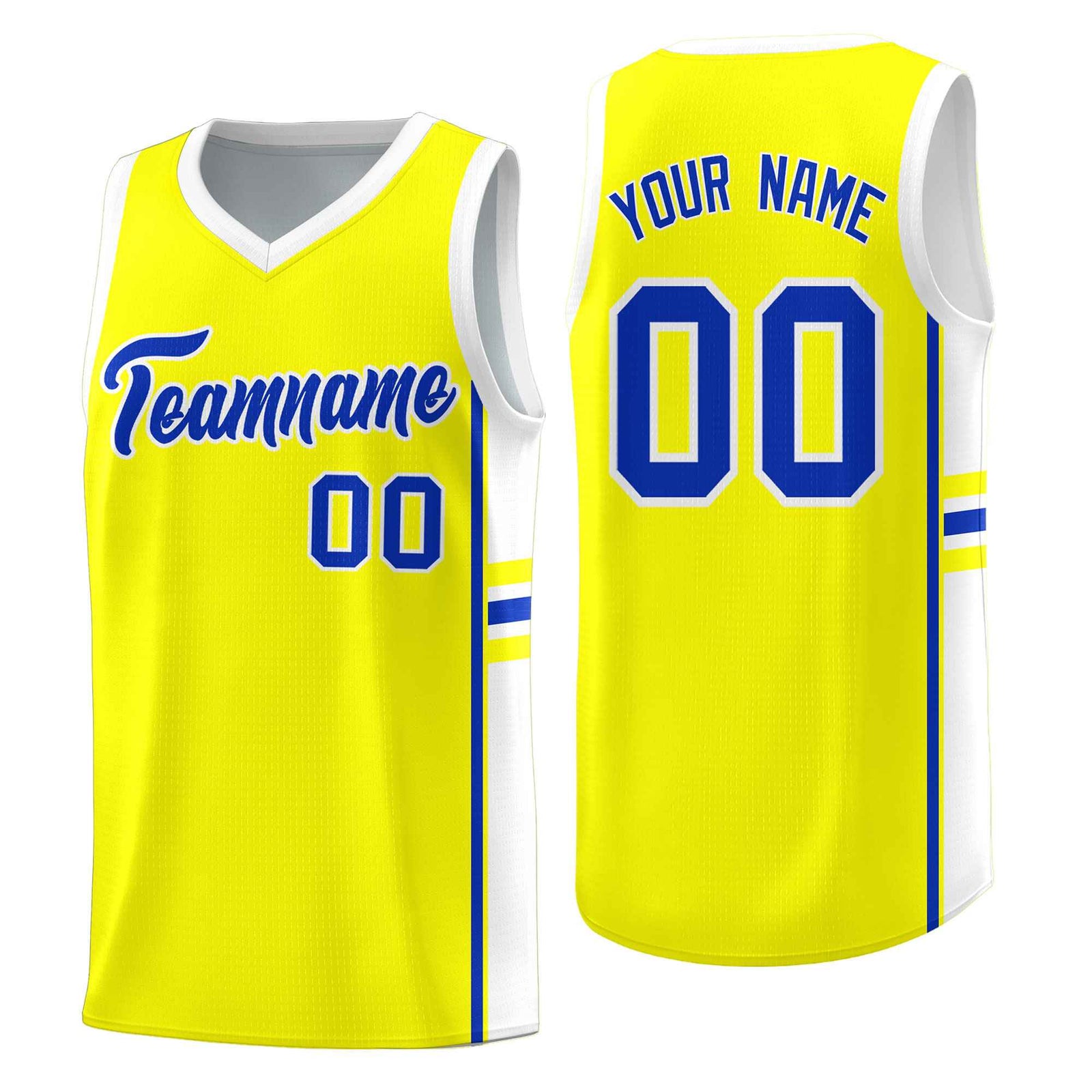 Custom Youth Basketball Jersey - Fluorescent Yellow White Two-Tone Classic Varsity Uniform