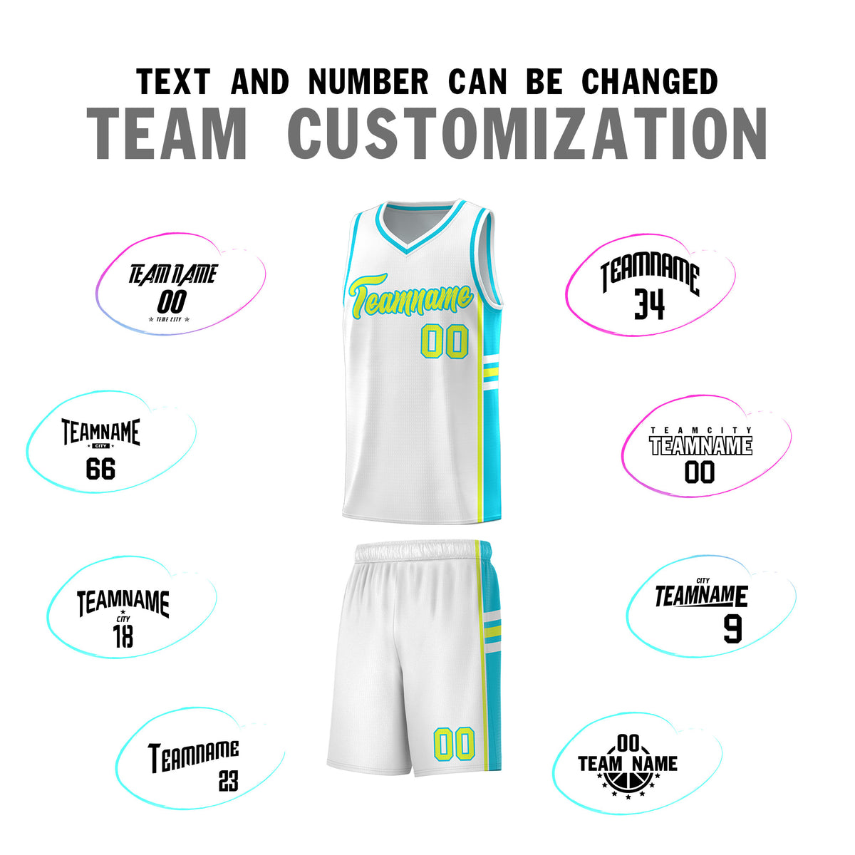Custom Youth Basketball Jersey - White Sky Blue Two-Tone Varsity Jersey Set