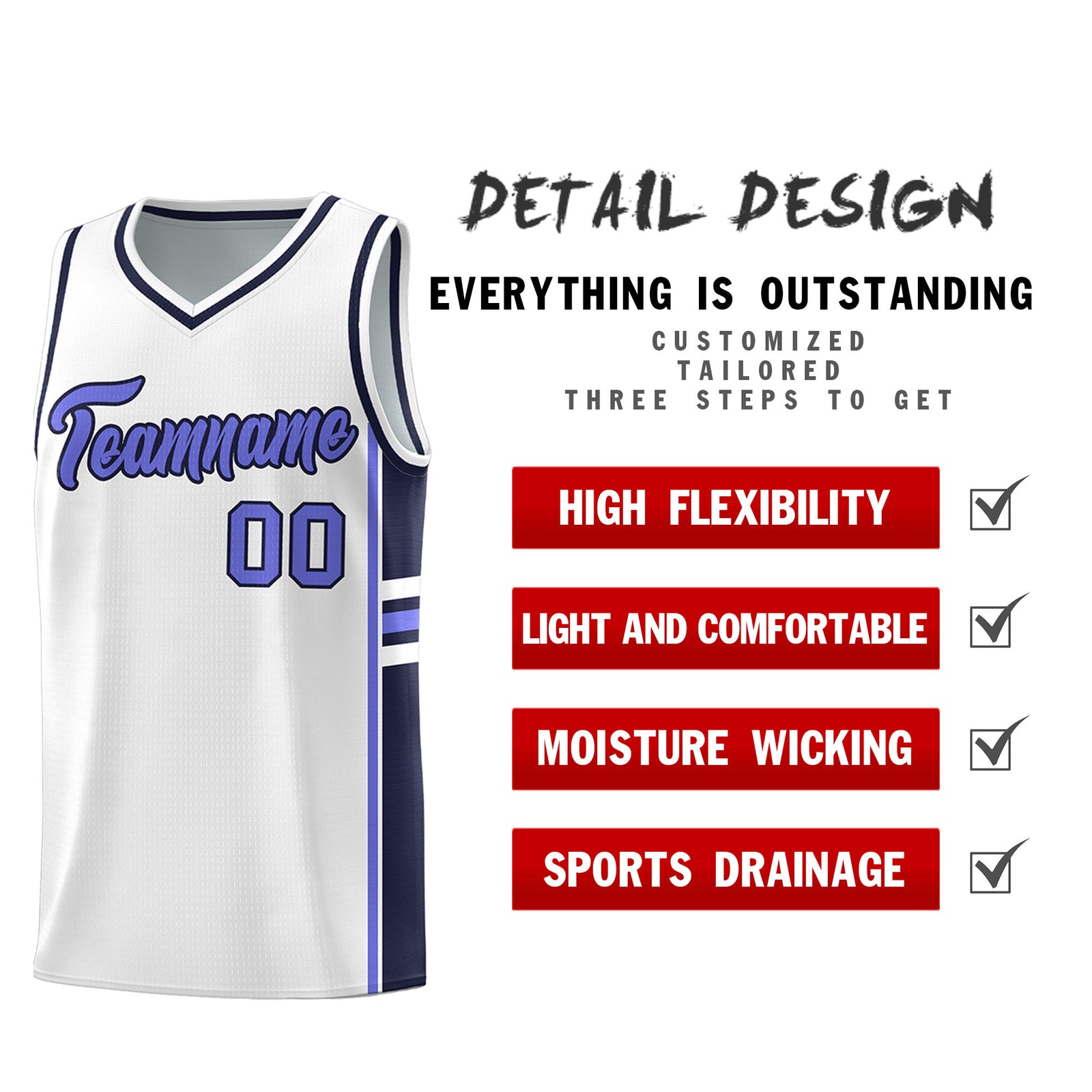 Custom Youth Basketball Jersey - White Navy Two-Tone Varsity Jersey Set