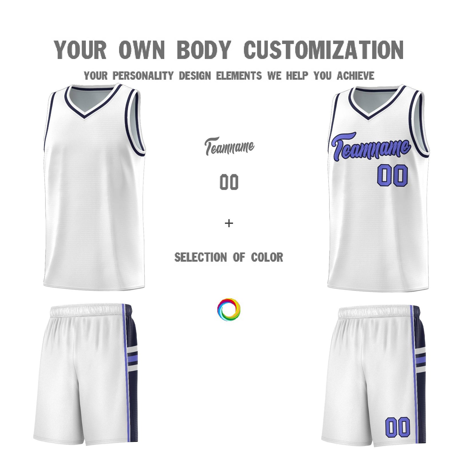 Custom Youth Basketball Jersey - White Navy Two-Tone Varsity Jersey Set