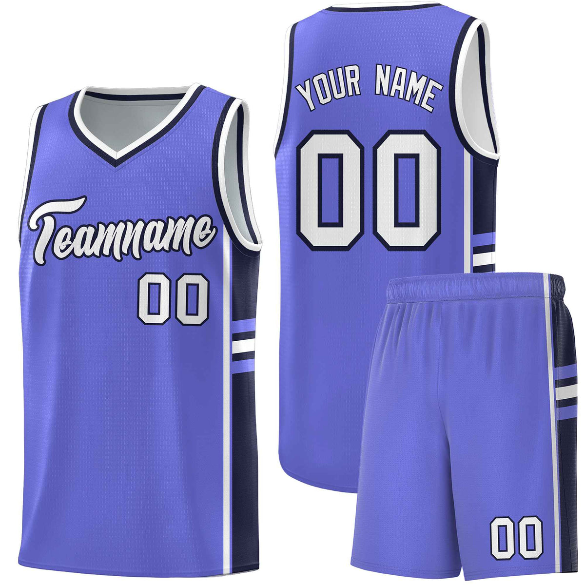 Custom Youth Basketball Jersey - Purple Navy Two-Tone Classic Varsity Uniform