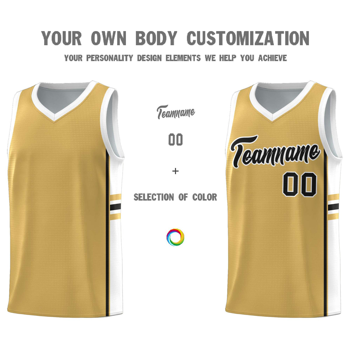 Custom Youth Basketball Jersey - Old Gold White Personalized Varsity Two-Tone Uniform