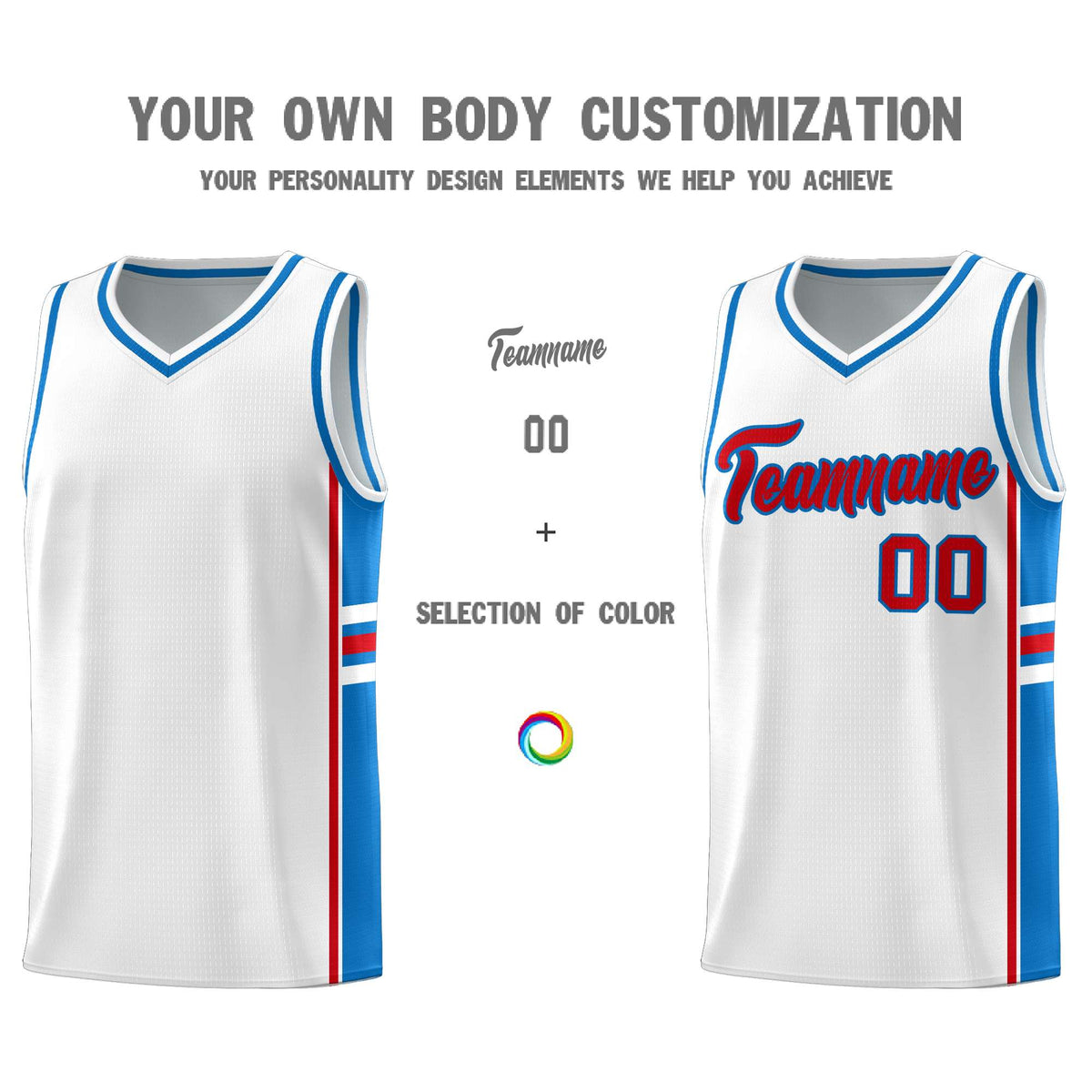 Custom Youth Basketball Jersey - White Royal Two-Tone Varsity Jersey Set