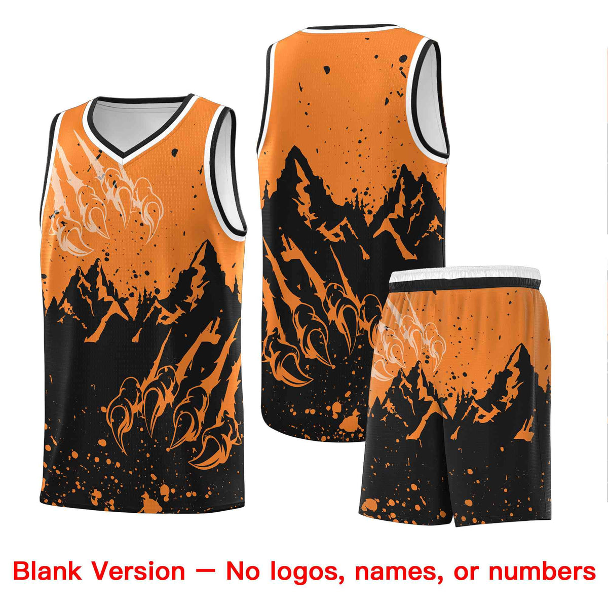 Custom Gold Orange Black Snow Mountain Beast Pattern Sports Uniform Basketball Jersey| KXKSHOP