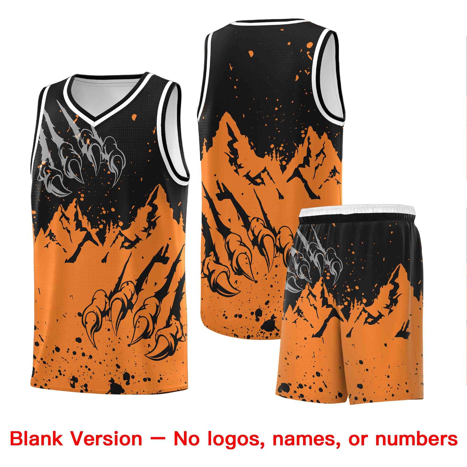 Custom Black Gold Orange Snow Mountain Beast Pattern Sports Uniform Basketball Jersey| KXKSHOP