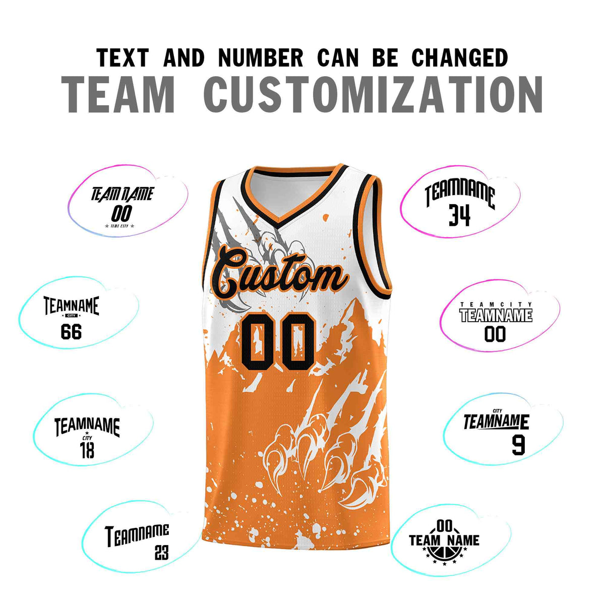 Custom White Gold Orange Snow Mountain Beast Pattern Sports Uniform Basketball Jersey| KXKSHOP