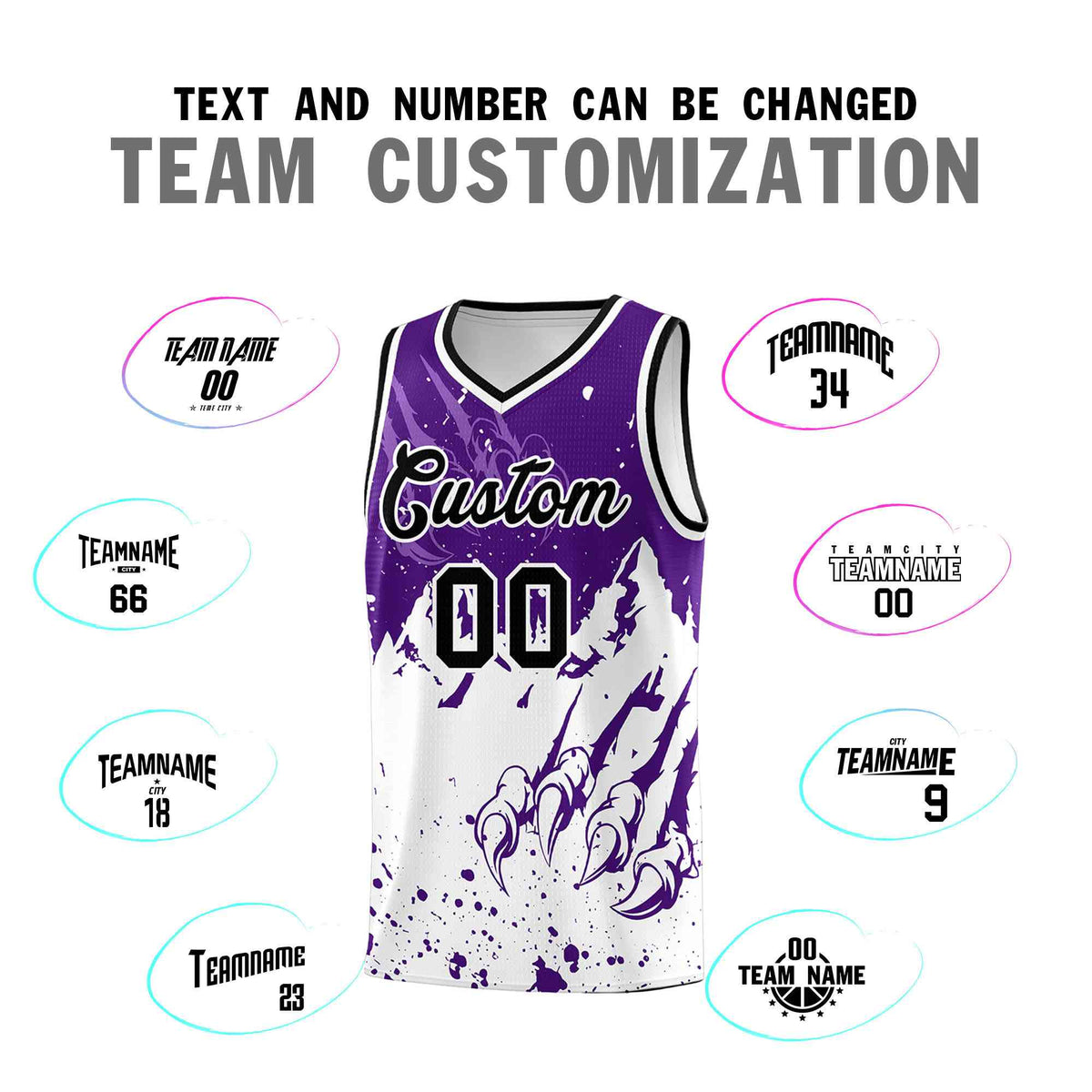 Custom Purple White Snow Mountain Beast Pattern Sports Uniform Basketball Jersey| KXKSHOP