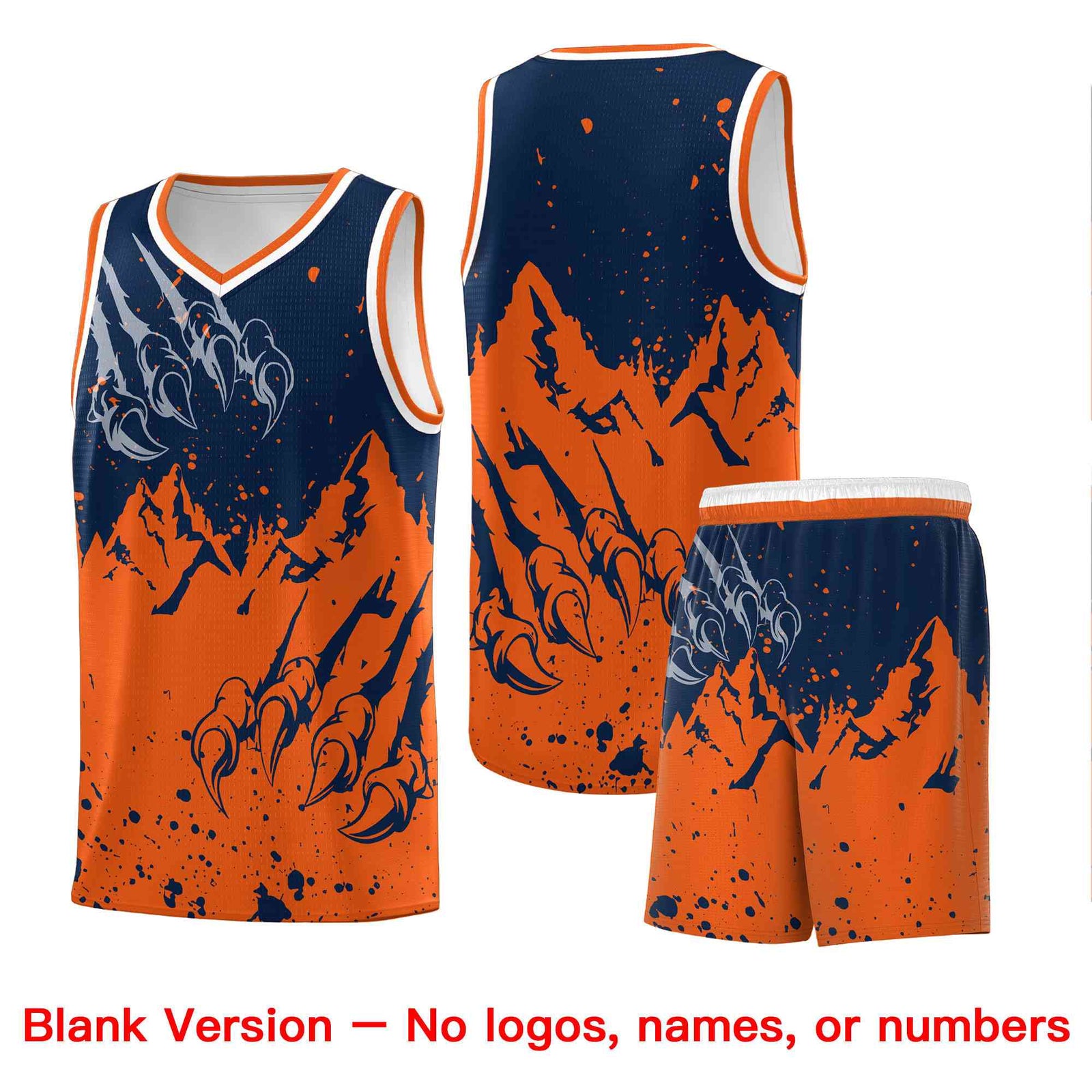 Custom Navy Orange Snow Mountain Beast Pattern Sports Uniform Basketball Jersey| KXKSHOP
