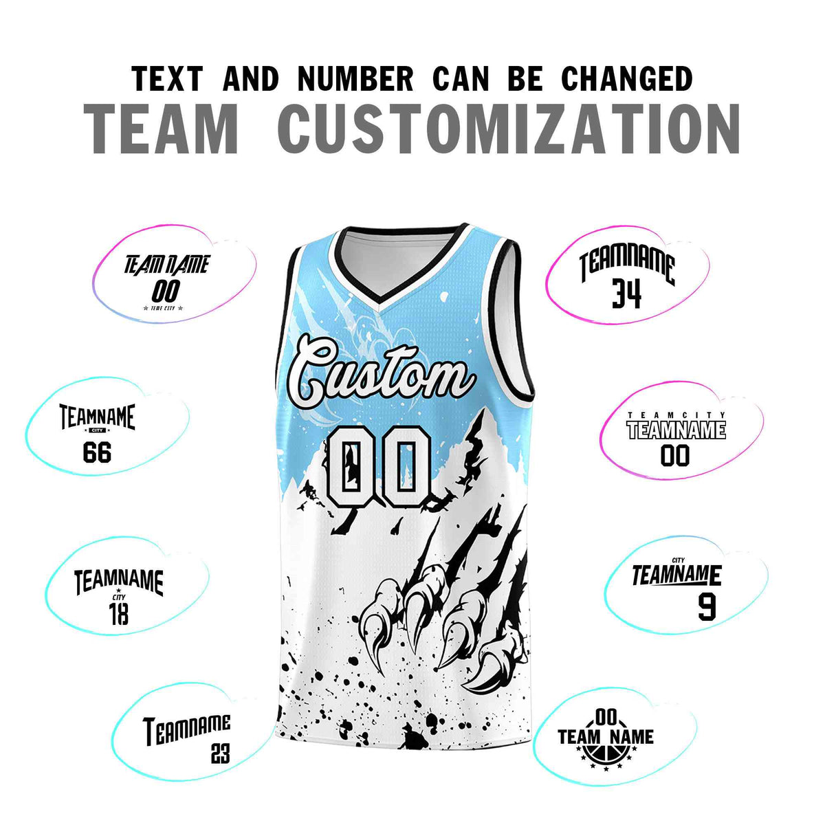 Custom Light Blue White Snow Mountain Beast Pattern Sports Uniform Basketball Jersey| KXKSHOP