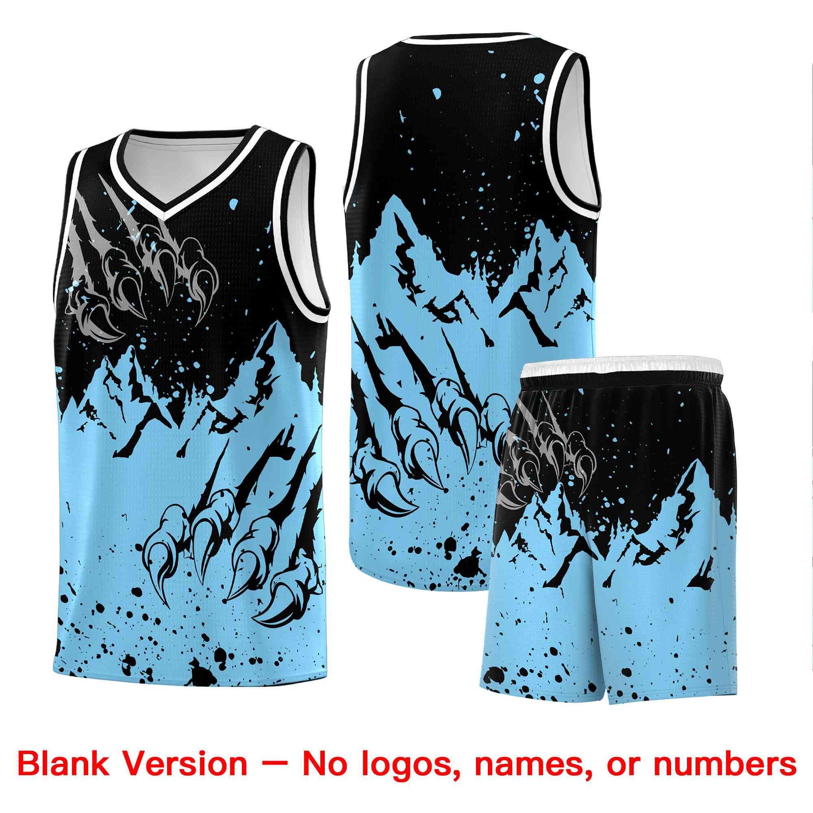Custom Black Light Blue Snow Mountain Beast Pattern Sports Uniform Basketball Jersey| KXKSHOP