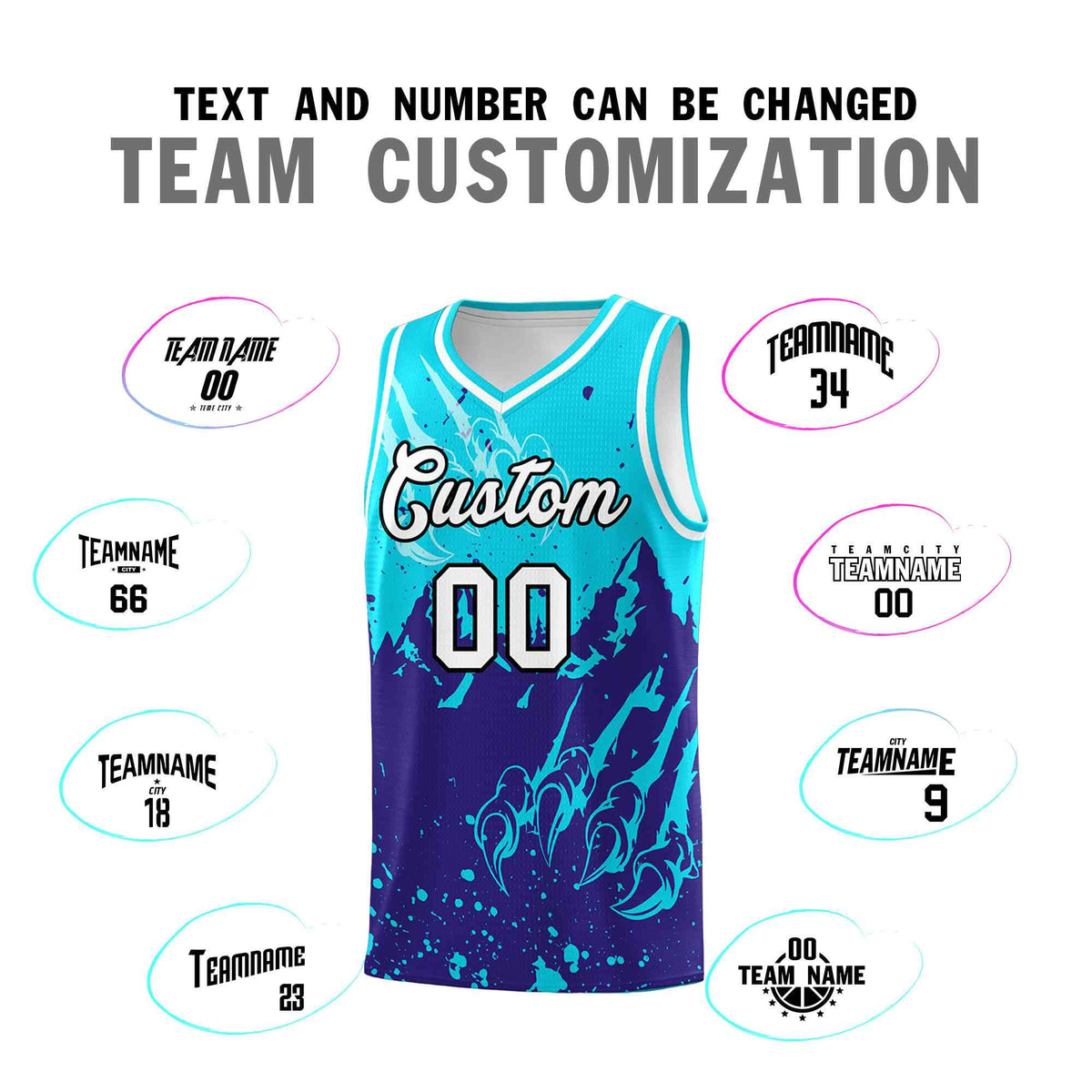 Custom Sky Blue Royal Snow Mountain Beast Pattern Sports Uniform Basketball Jersey| KXKSHOP