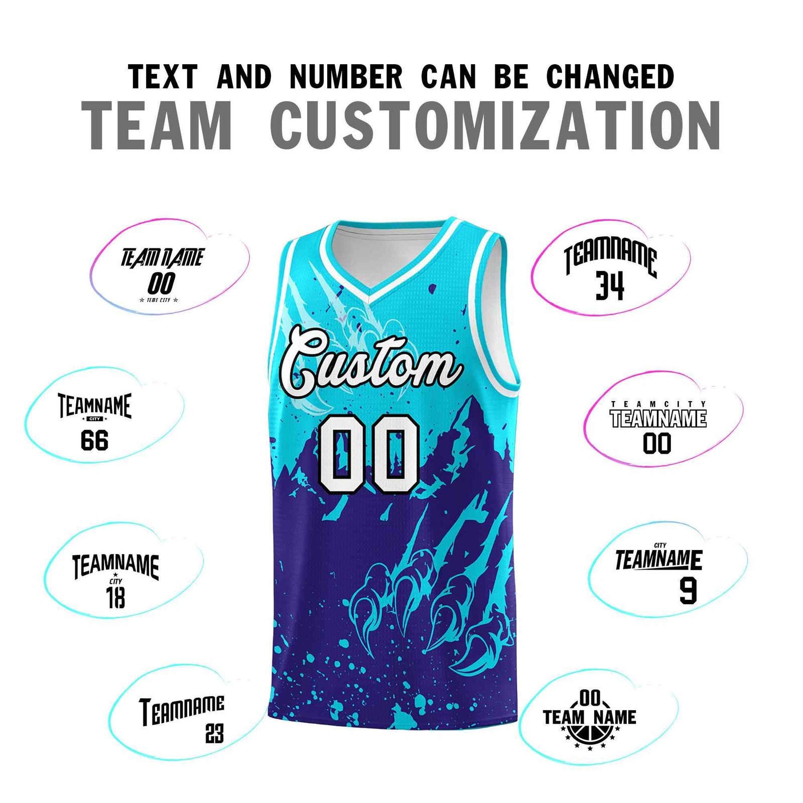 Custom Sky Blue Royal Snow Mountain Beast Pattern Sports Uniform Basketball Jersey| KXKSHOP