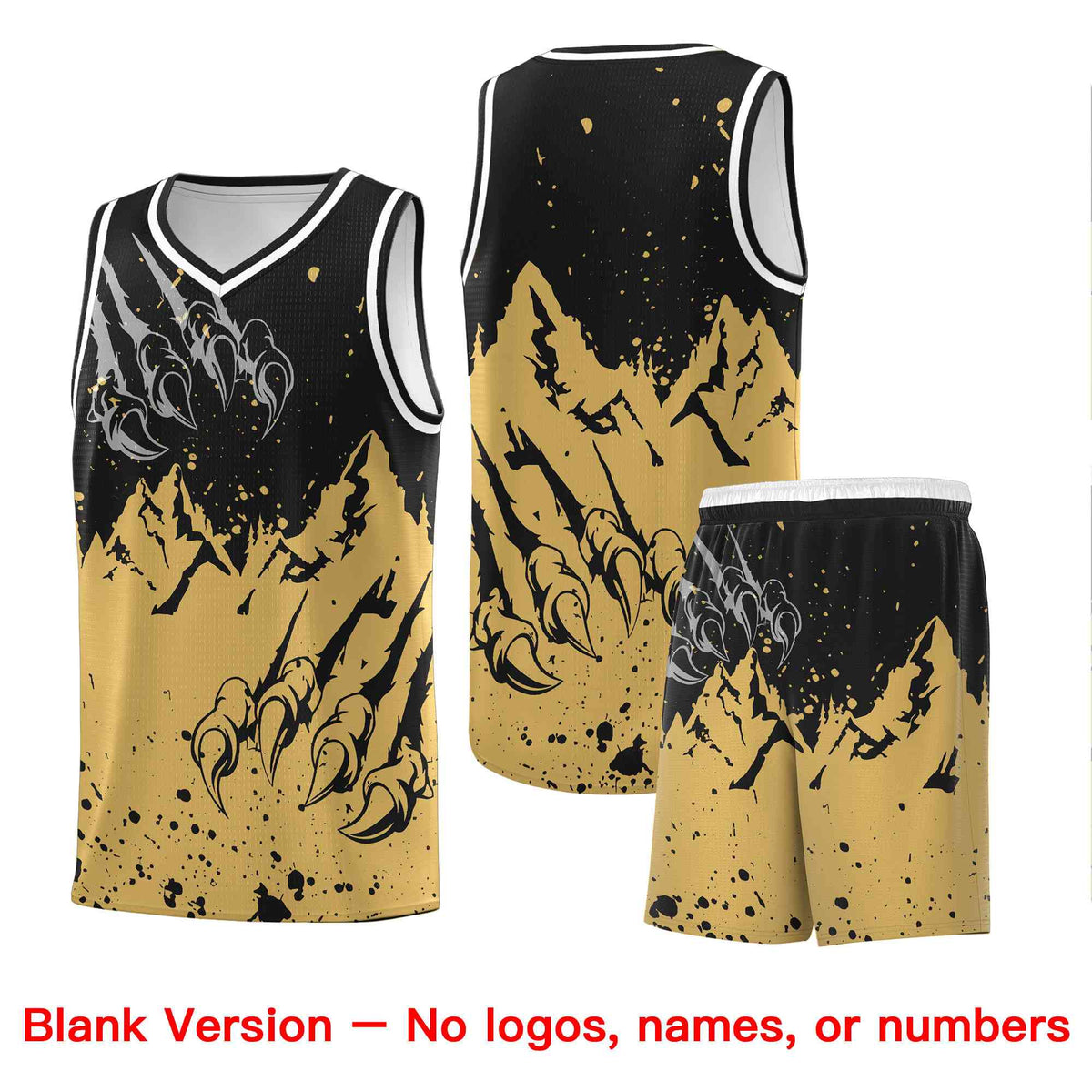 Custom Black Old Gold Snow Mountain Beast Pattern Sports Uniform Basketball Jersey| KXKSHOP