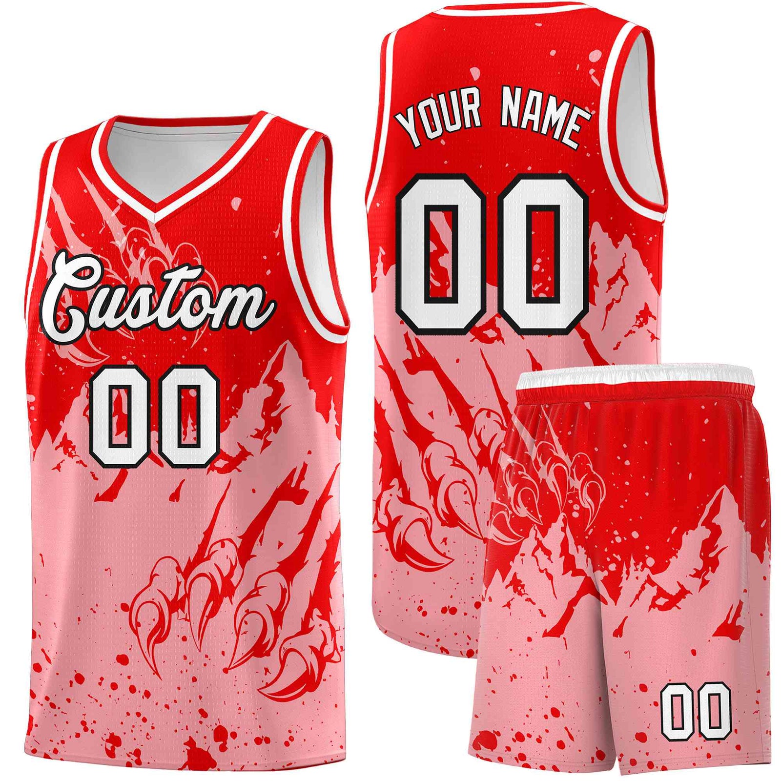Custom Light Red Light Pink Snow Mountain Beast Pattern Sports Uniform Basketball Jersey| KXKSHOP