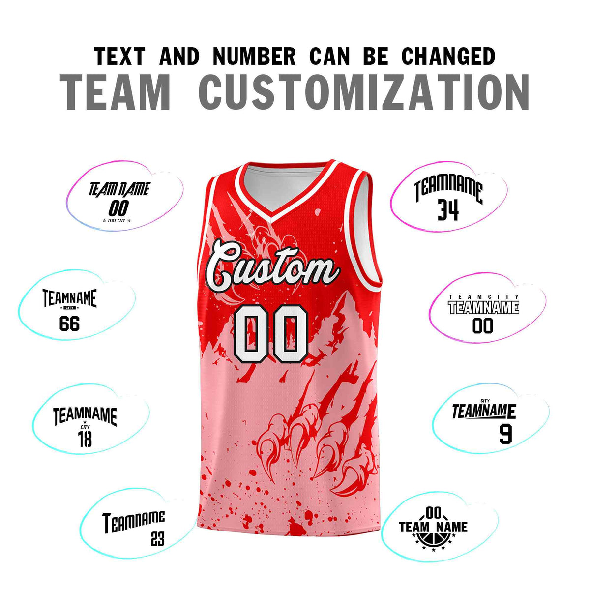 Custom Light Red Light Pink Snow Mountain Beast Pattern Sports Uniform Basketball Jersey| KXKSHOP