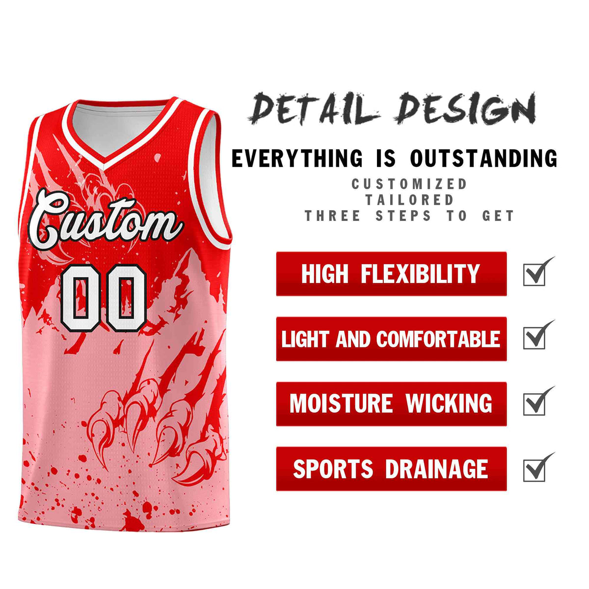 Custom Light Red Light Pink Snow Mountain Beast Pattern Sports Uniform Basketball Jersey| KXKSHOP