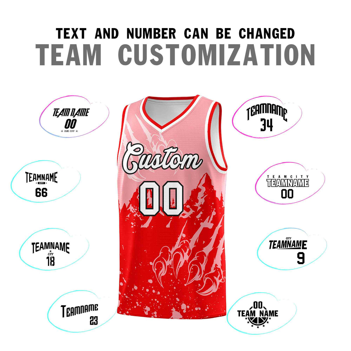Custom Light Pink Light Red Snow Mountain Beast Pattern Sports Uniform Basketball Jersey| KXKSHOP