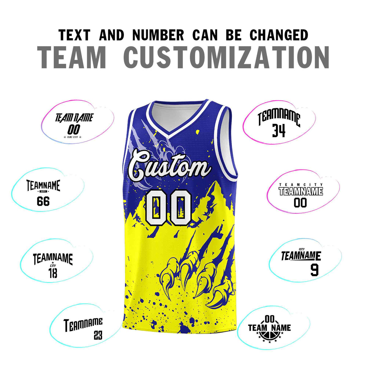 Custom Royal Fluorescent Yellow Snow Mountain Beast Pattern Sports Uniform Basketball Jersey| KXKSHOP