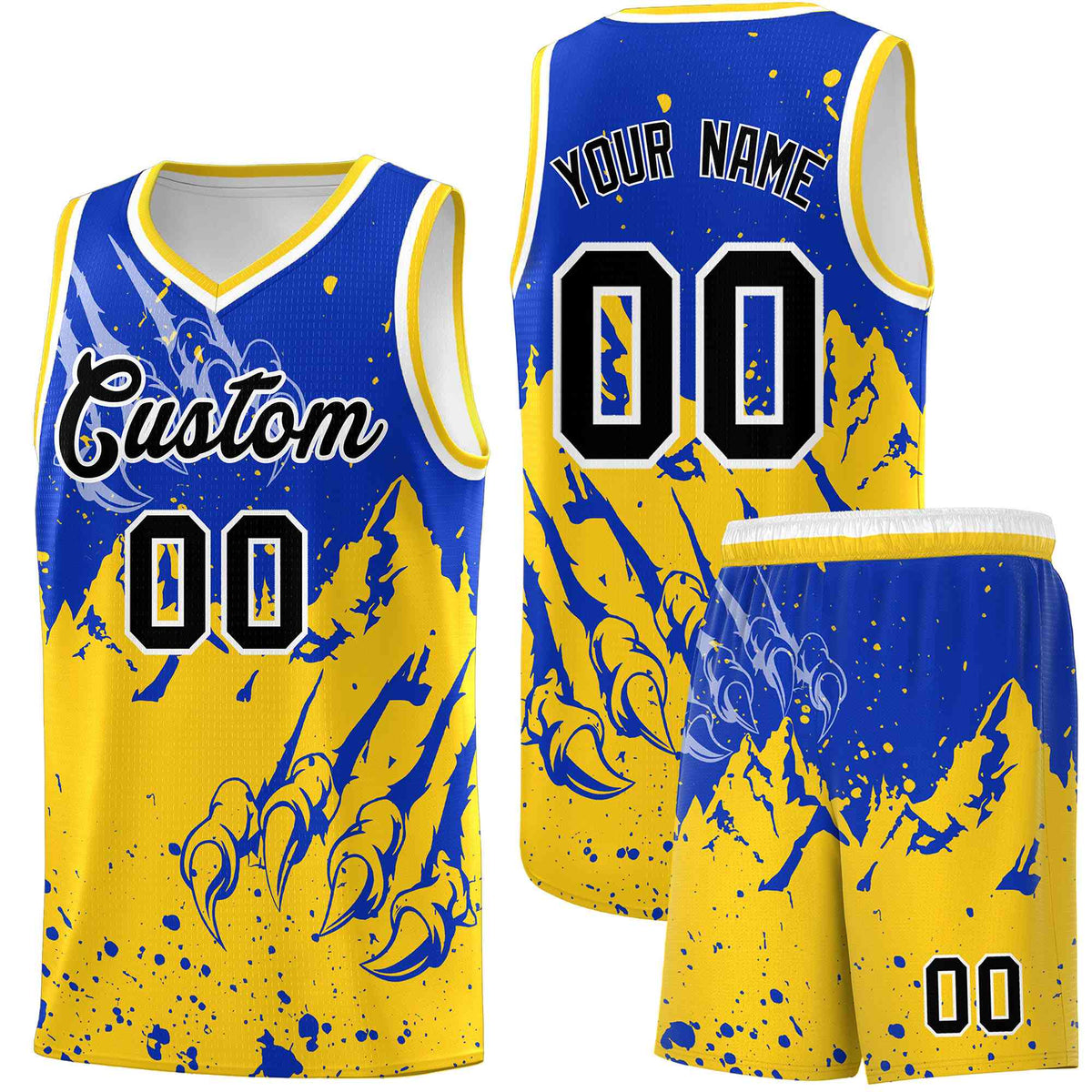 Custom Royal Gold Snow Mountain Beast Pattern Sports Uniform Basketball Jersey| KXKSHOP