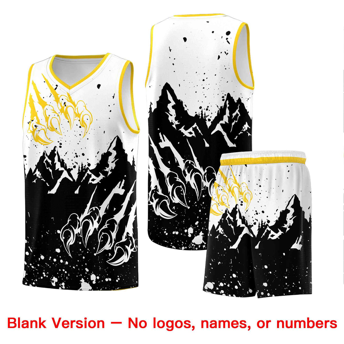 Custom White Black Snow Mountain Beast Pattern Sports Uniform Basketball Jersey| KXKSHOP