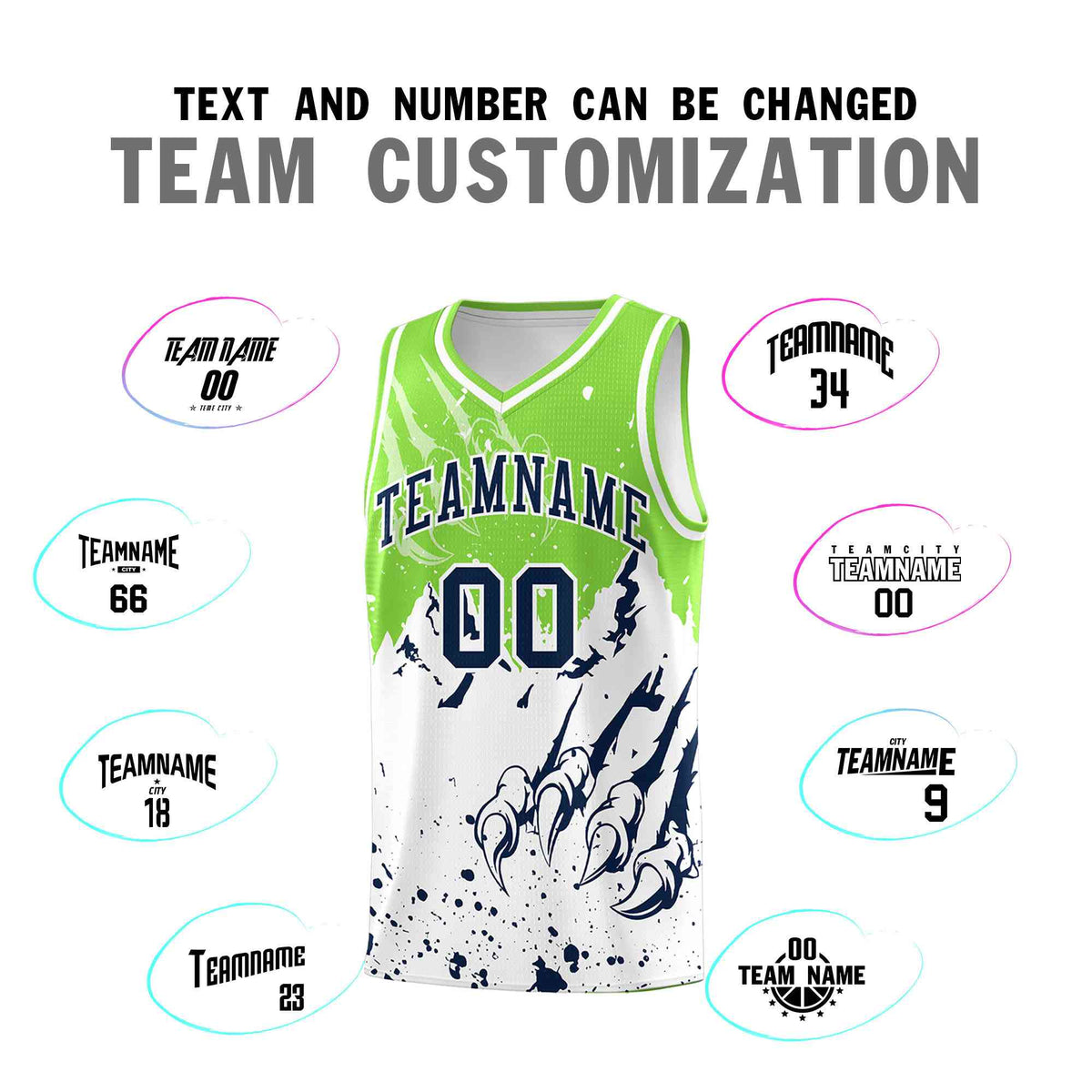 Custom Fluorescent Green White Snow Mountain Beast Pattern Sports Uniform Basketball Jersey