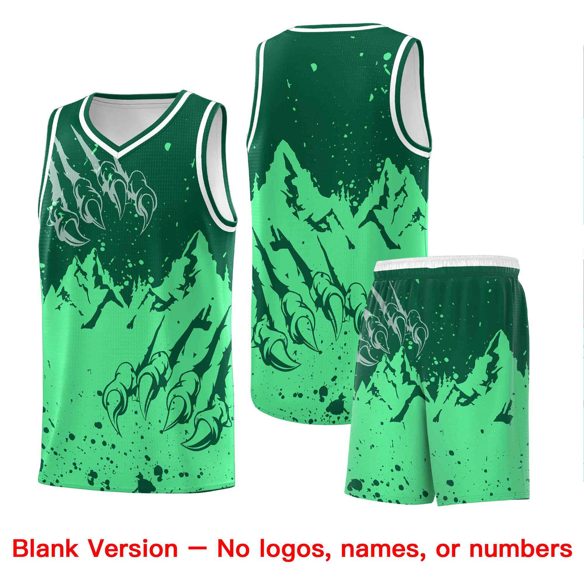 Custom Kelly Green Green Snow Mountain Beast Pattern Sports Uniform Basketball Jersey