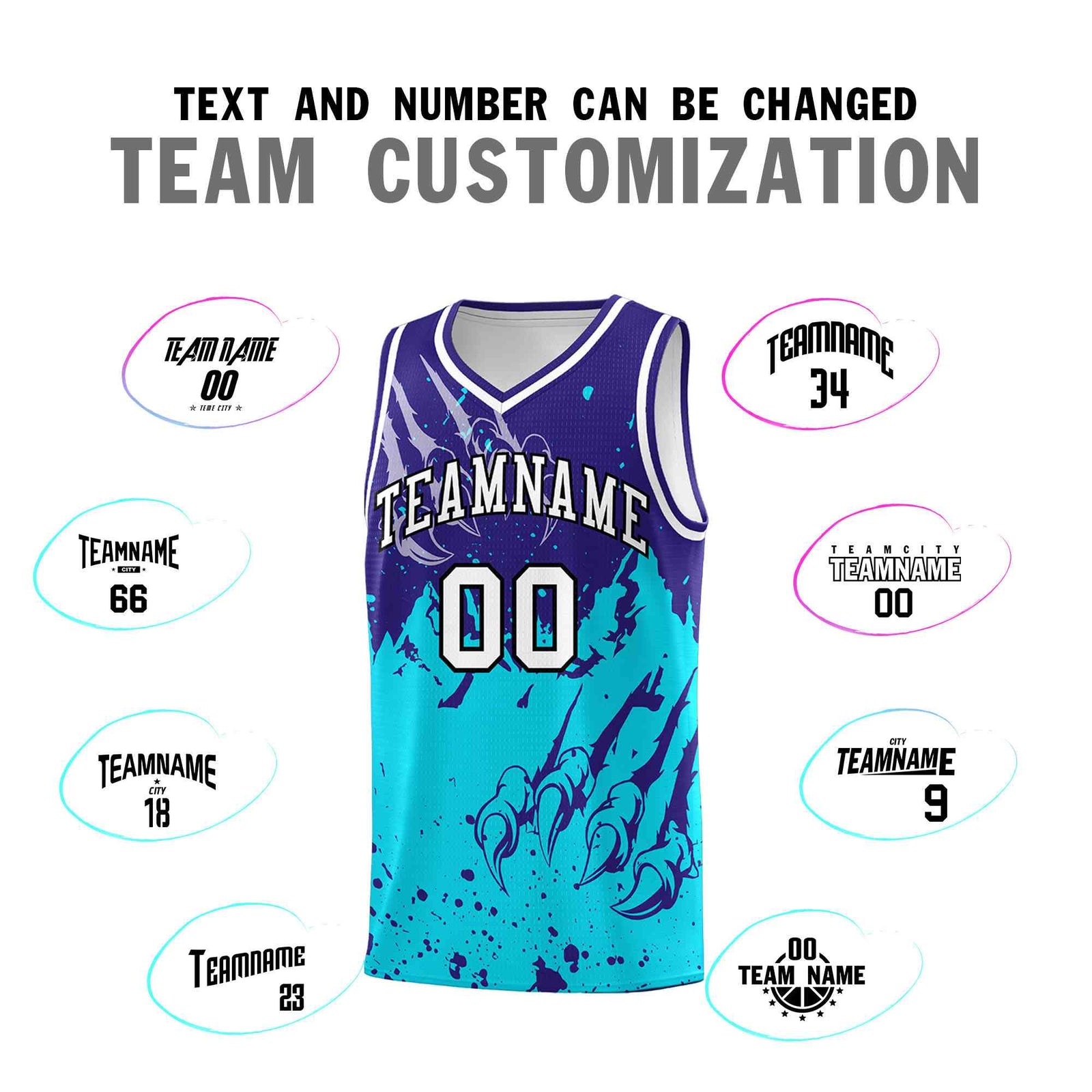 Custom Royal Sky Blue Snow Mountain Beast Pattern Sports Uniform Basketball Jersey