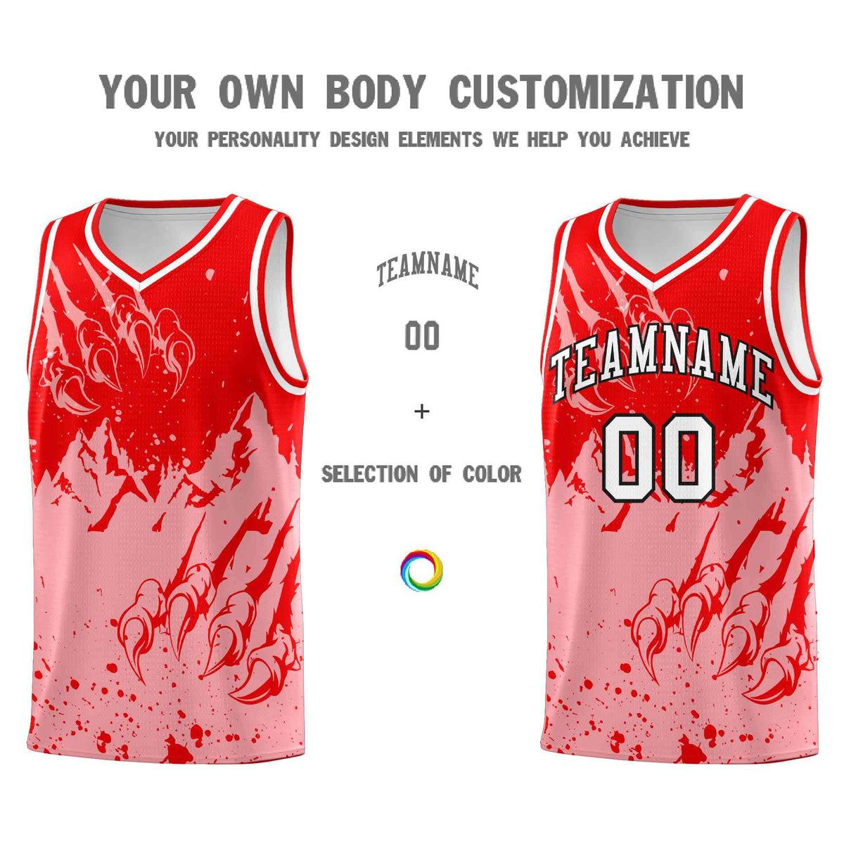 Custom Light Red Light Pink Snow Mountain Beast Pattern Sports Uniform Basketball Jersey
