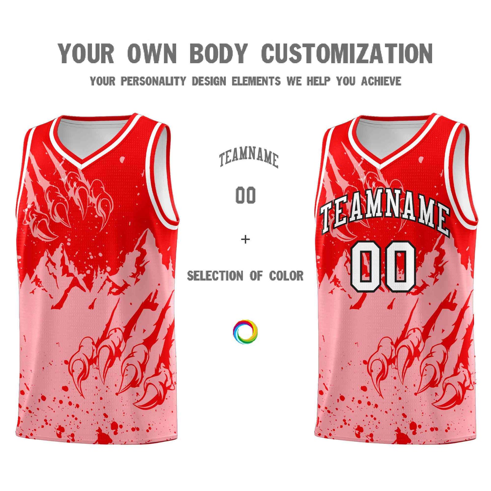 Custom Light Red Light Pink Snow Mountain Beast Pattern Sports Uniform Basketball Jersey