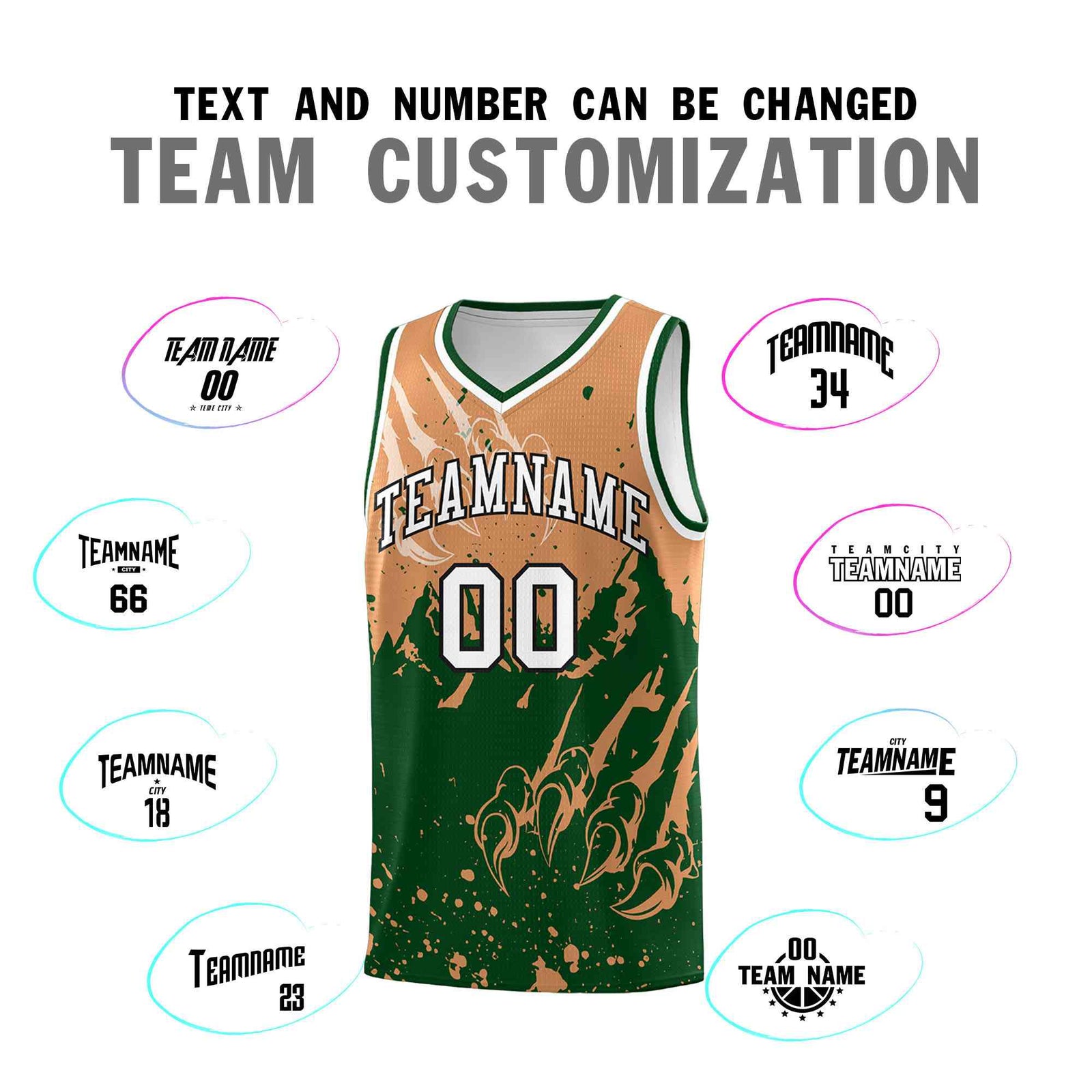 Custom Buckskin Brown Green Snow Mountain Beast Pattern Sports Uniform Basketball Jersey