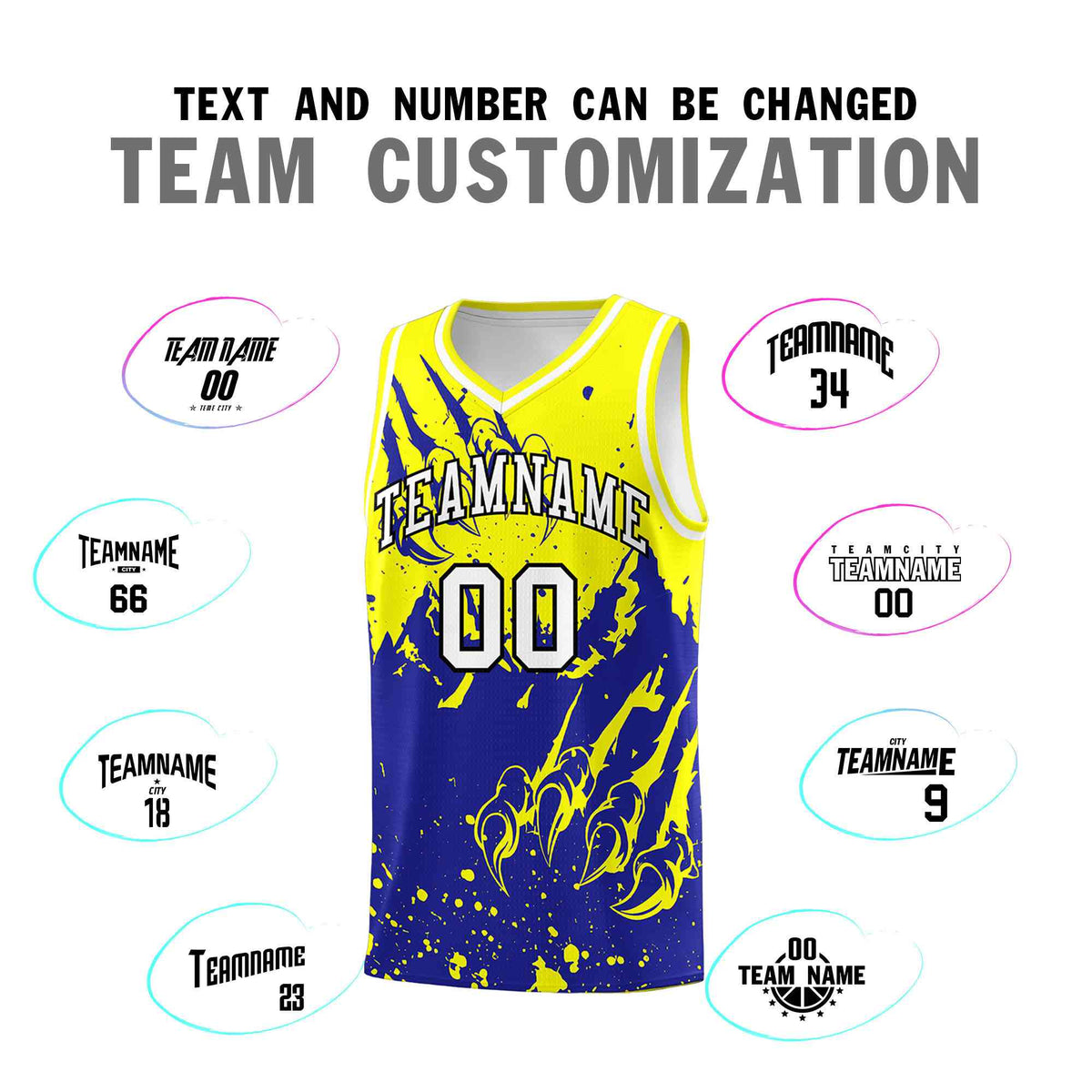 Custom Fluorescent Yellow Royal Snow Mountain Beast Pattern Sports Uniform Basketball Jersey