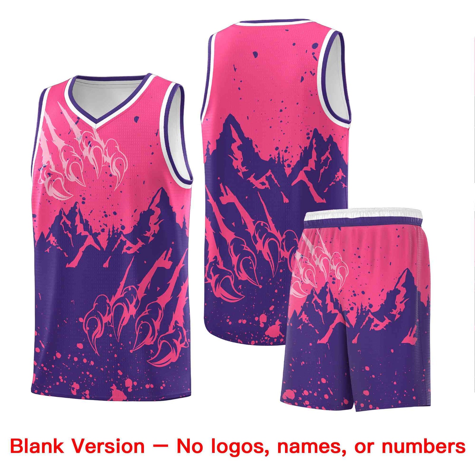 Custom Pink Purple Snow Mountain Beast Pattern Sports Uniform Basketball Jersey