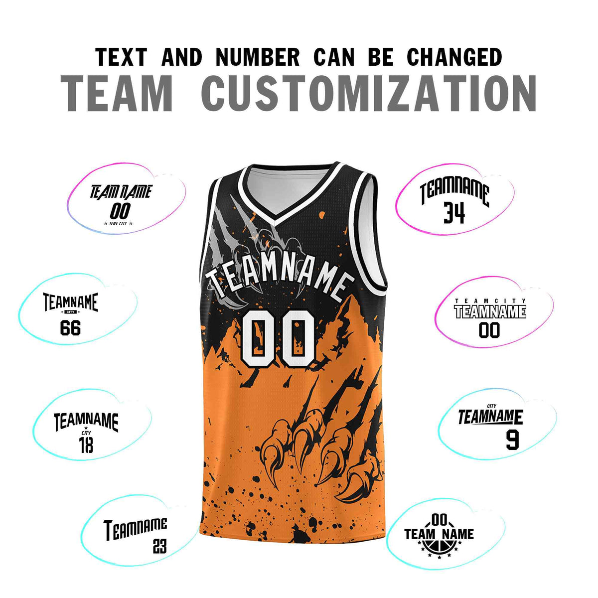 Custom Black Gold Orange Snow Mountain Beast Pattern Sports Uniform Basketball Jersey
