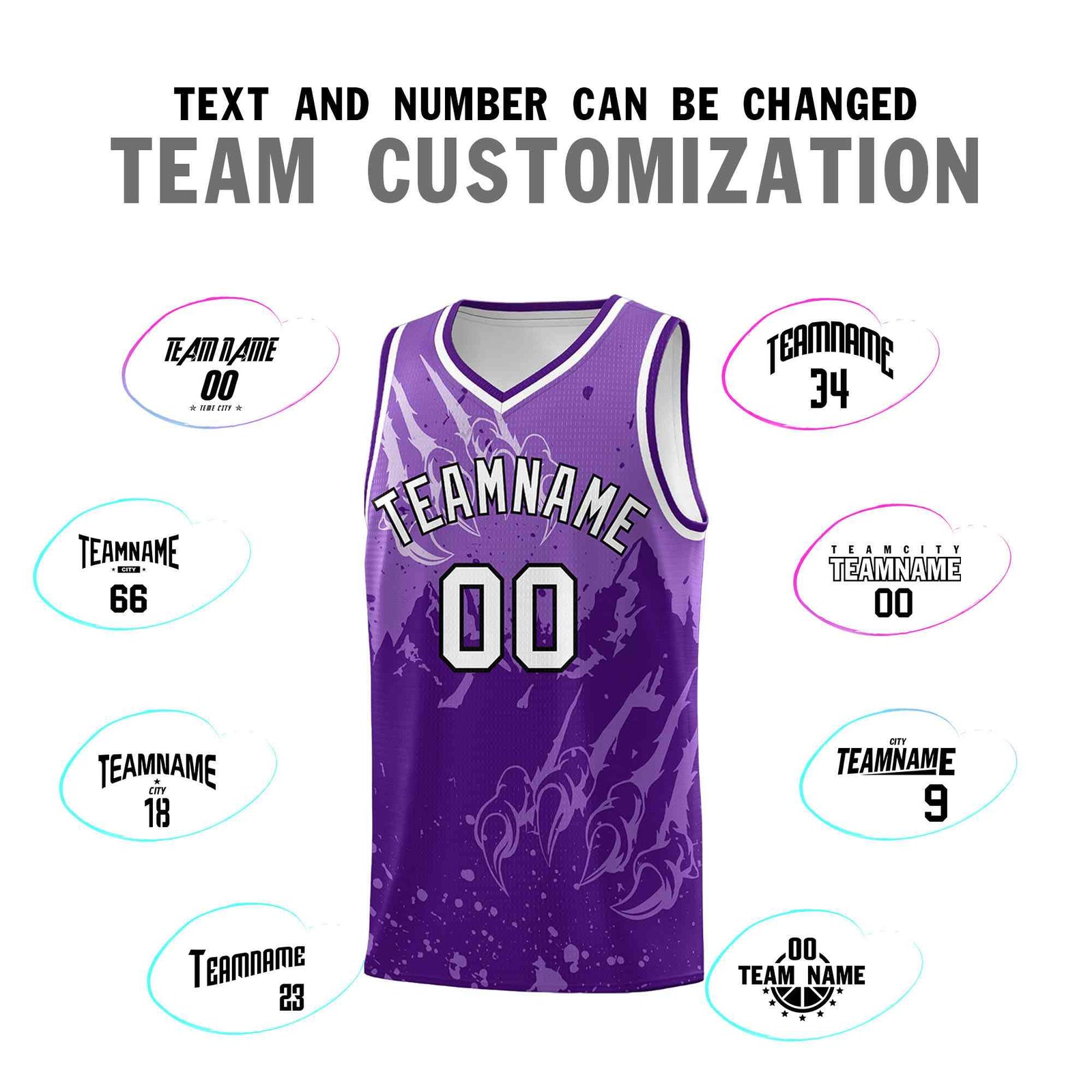 Custom Light Purple Purple Snow Mountain Beast Pattern Sports Uniform Basketball Jersey