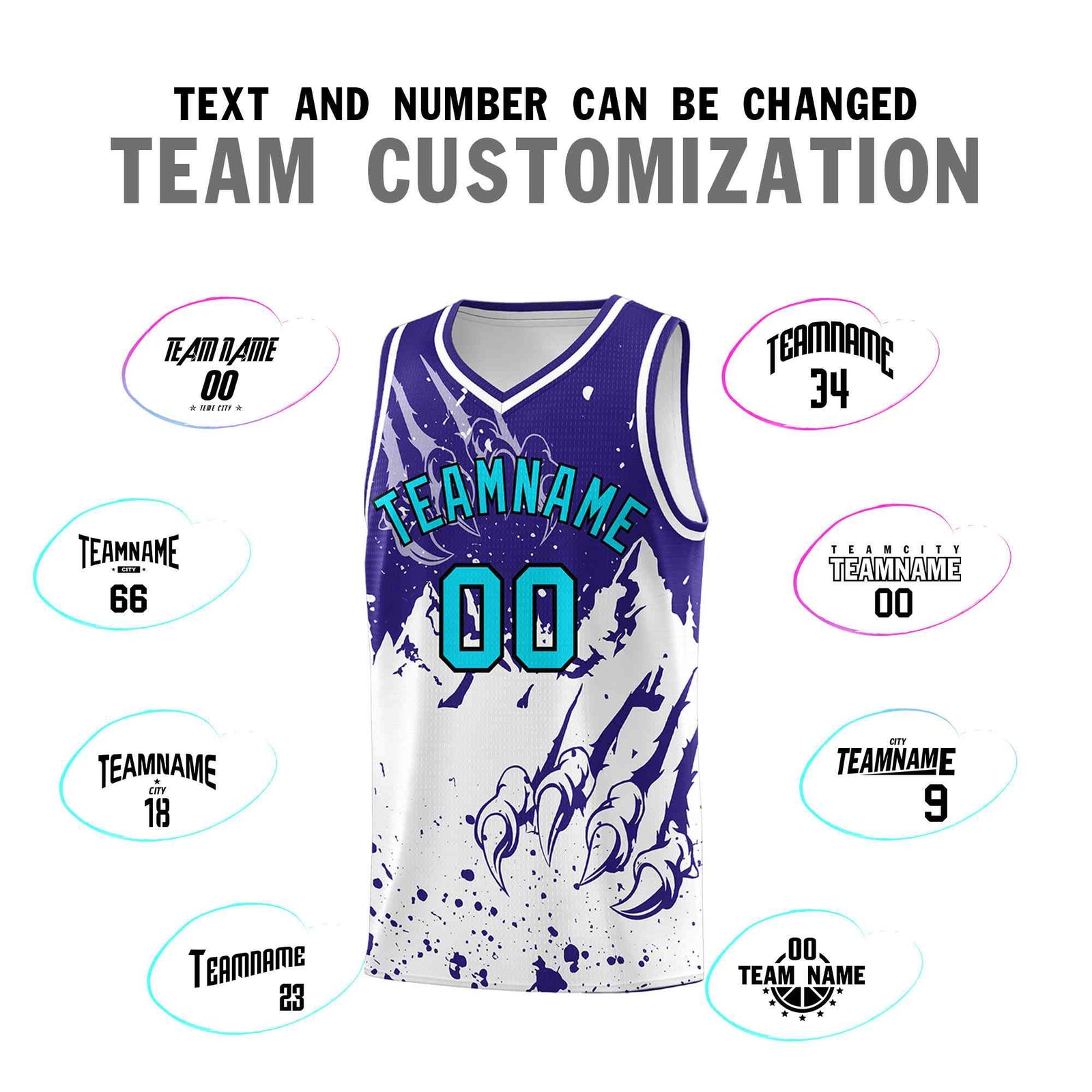Custom Royal White Snow Mountain Beast Pattern Sports Uniform Basketball Jersey