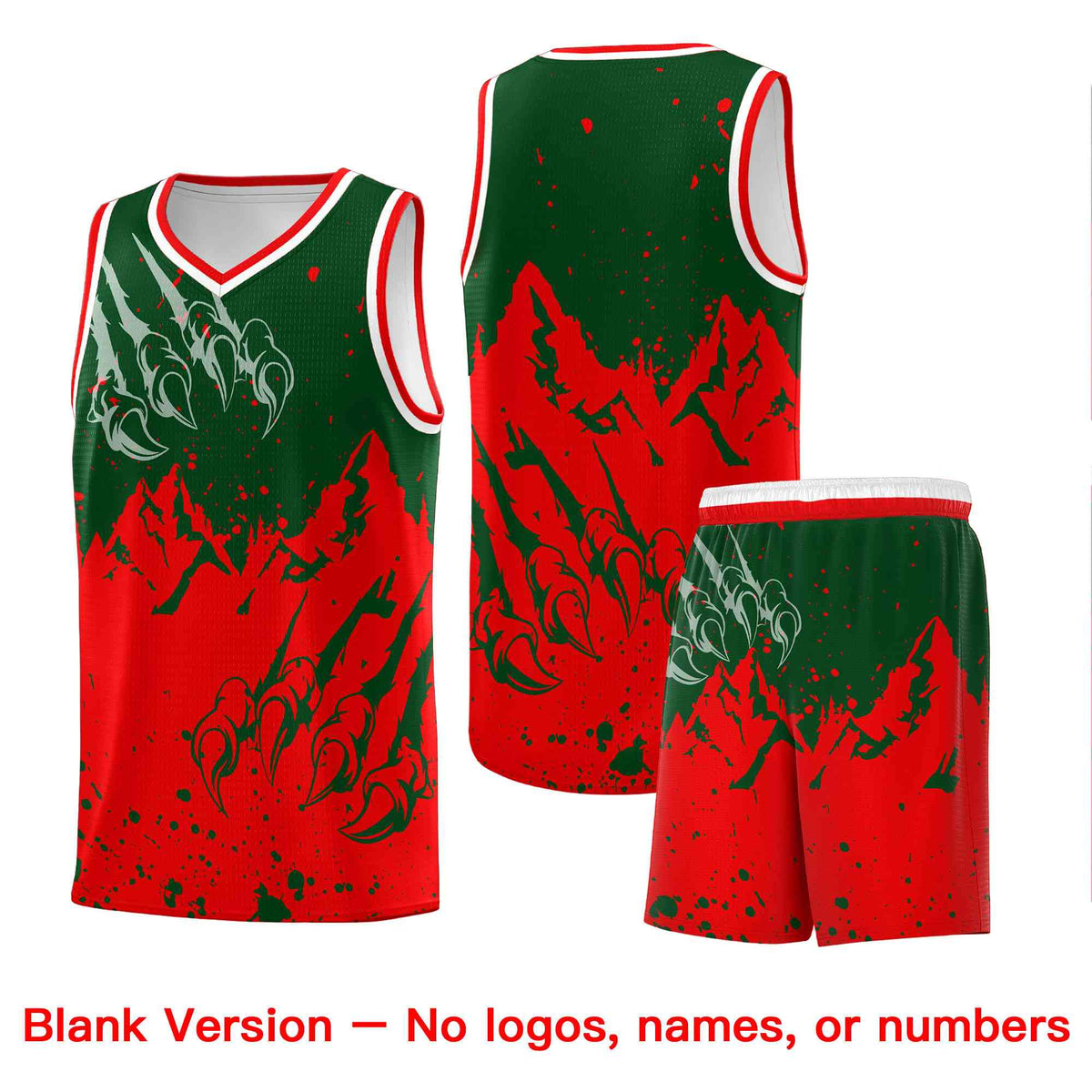 Custom Green Light Red Snow Mountain Beast Pattern Sports Uniform Basketball Jersey