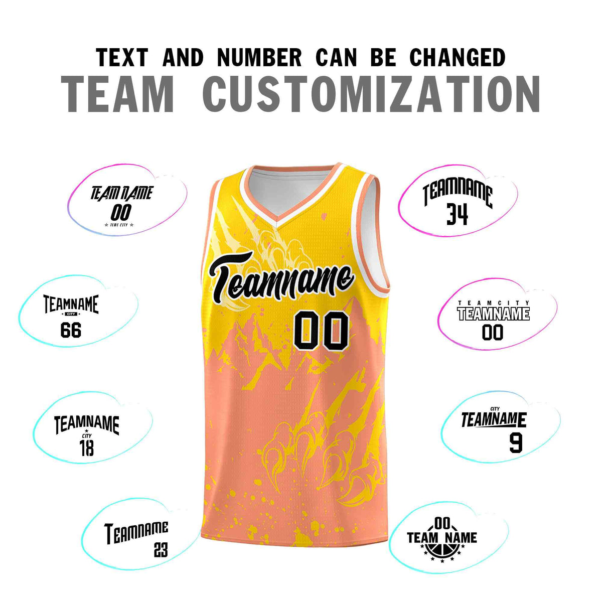 Custom Gold Light Orange Snow Mountain Beast Pattern Sports Uniform Basketball Jersey