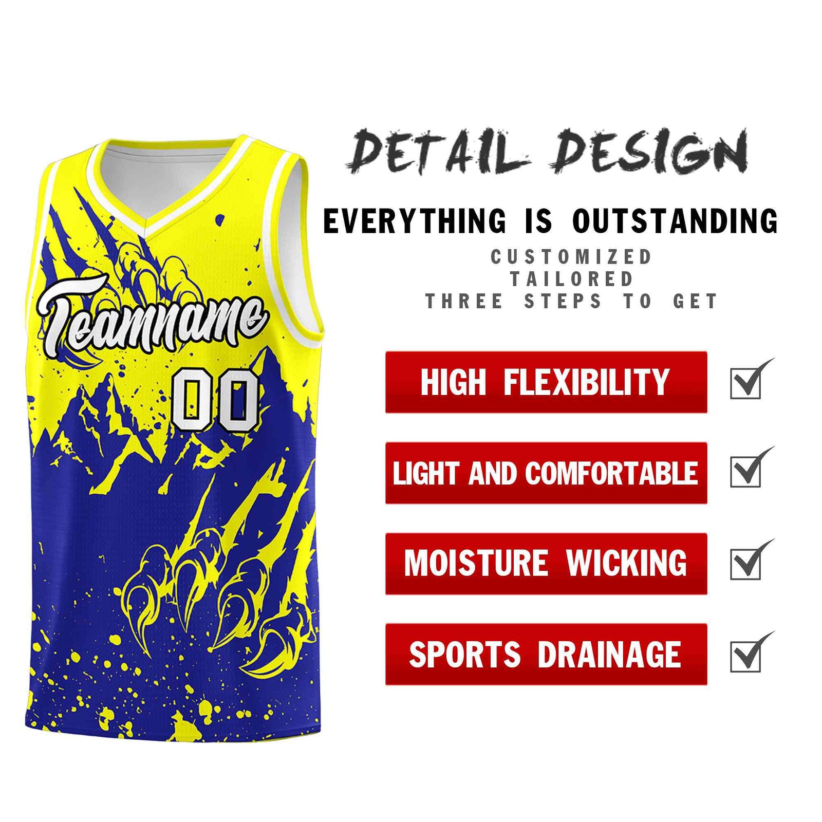 Custom Fluorescent Yellow Royal Snow Mountain Beast Pattern Sports Uniform Basketball Jersey