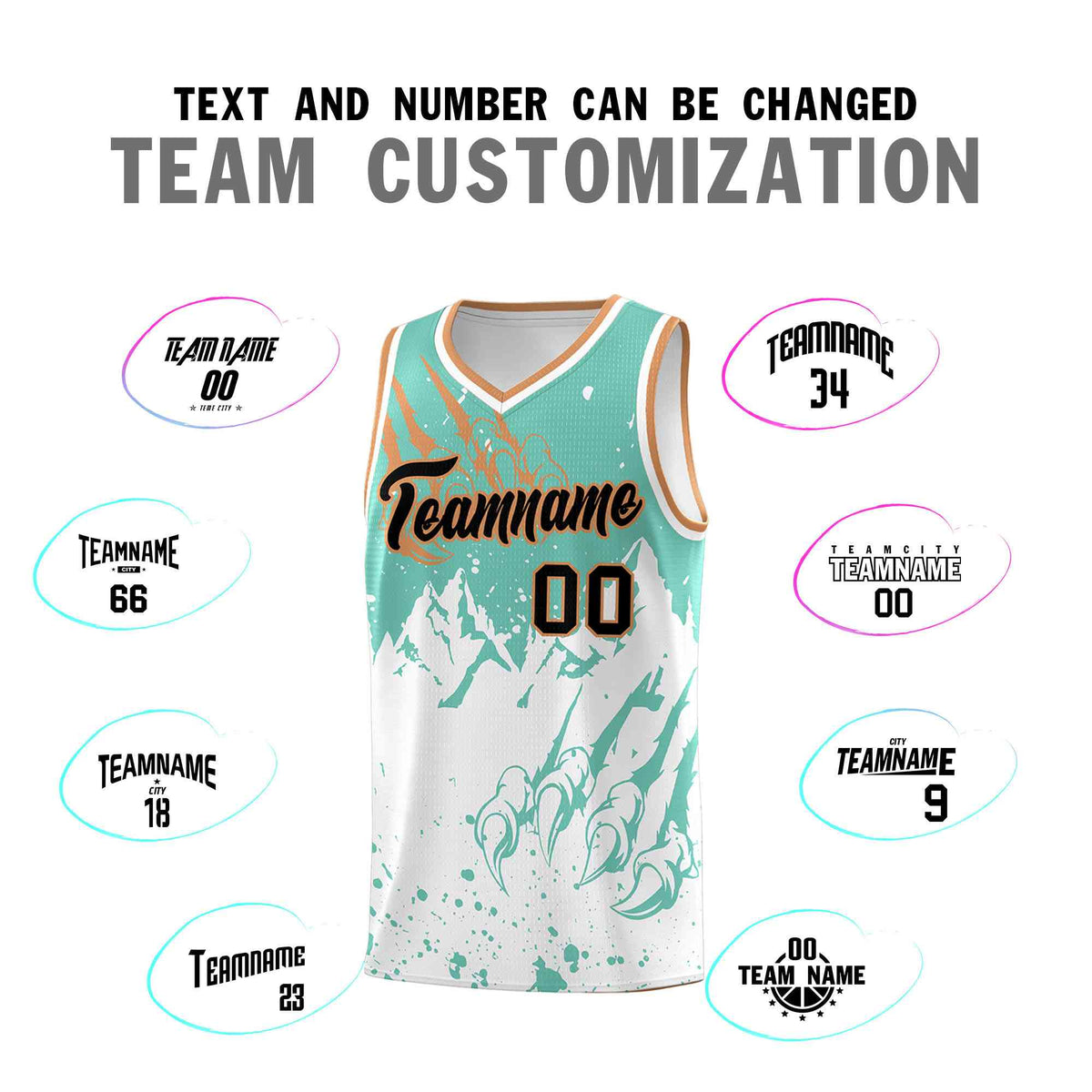 Custom Bright Green White Snow Mountain Beast Pattern Sports Uniform Basketball Jersey
