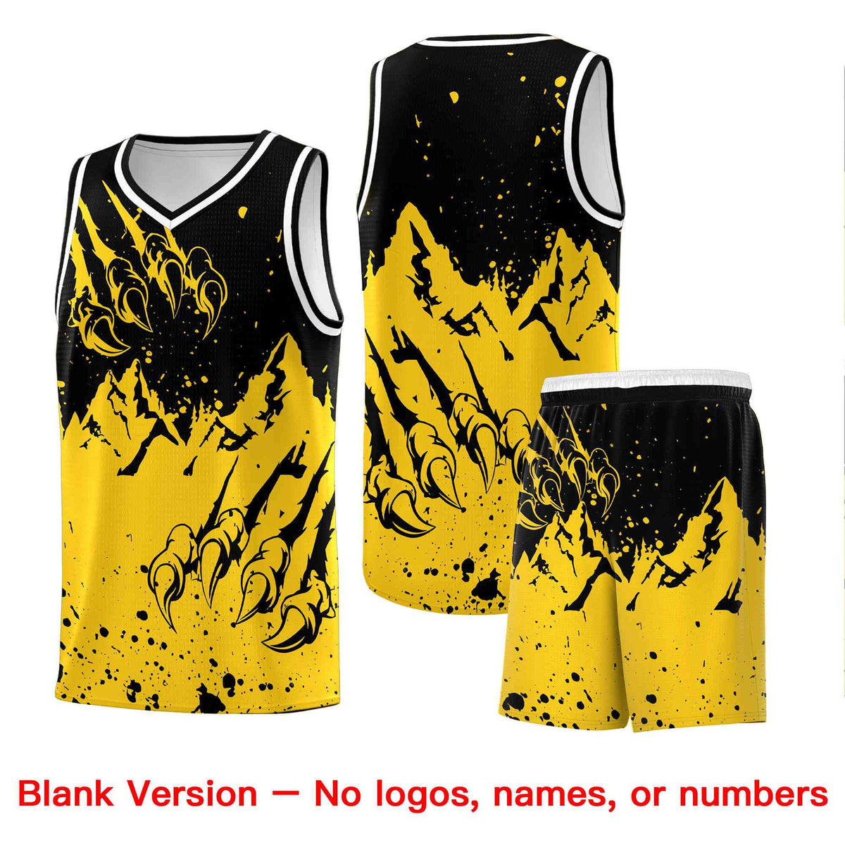 Custom Black Gold Snow Mountain Beast Pattern Sports Uniform Basketball Jersey