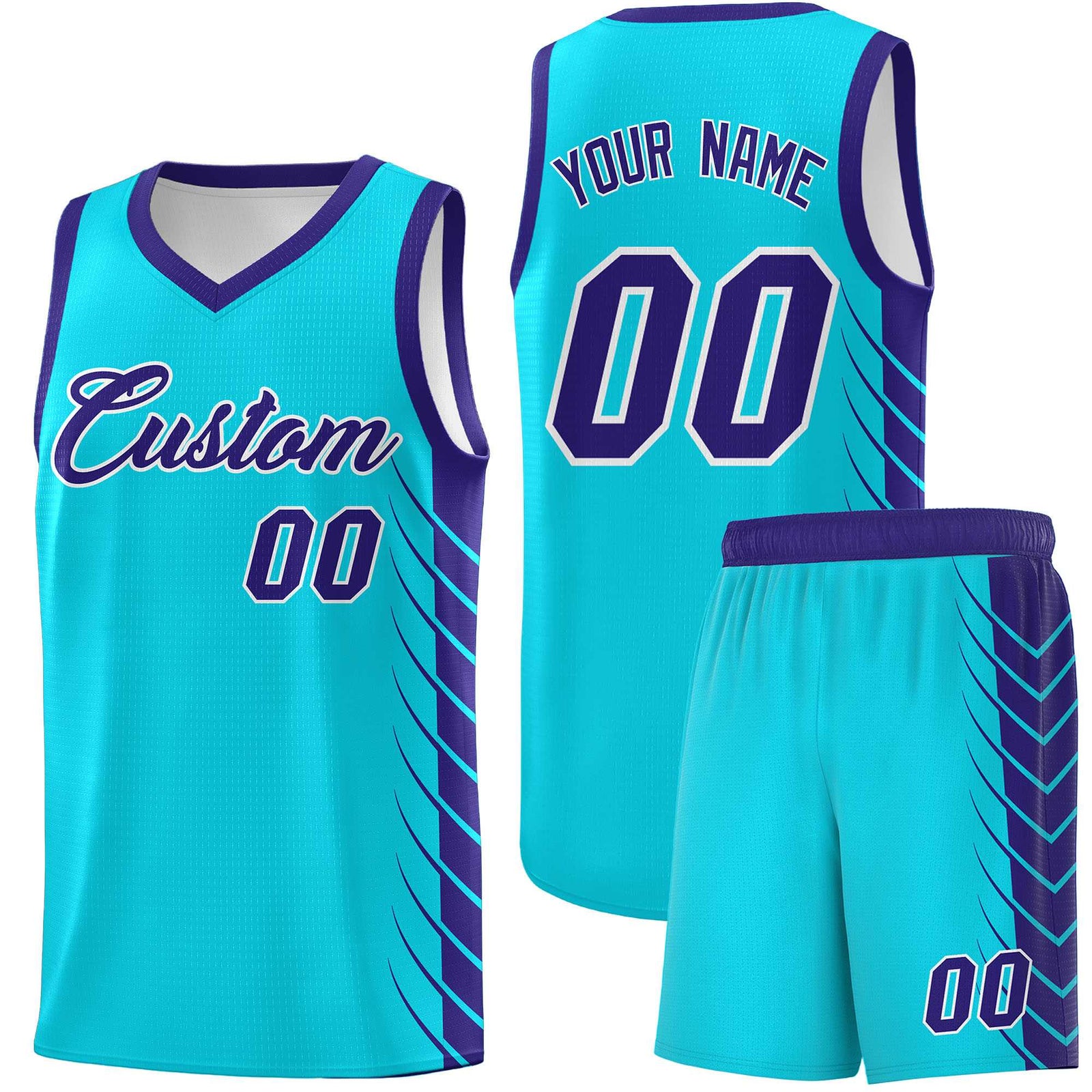 Custom Sky Blue Royal Personalized Side Symmetrical Line Pattern Sports Uniform Basketball Jersey
