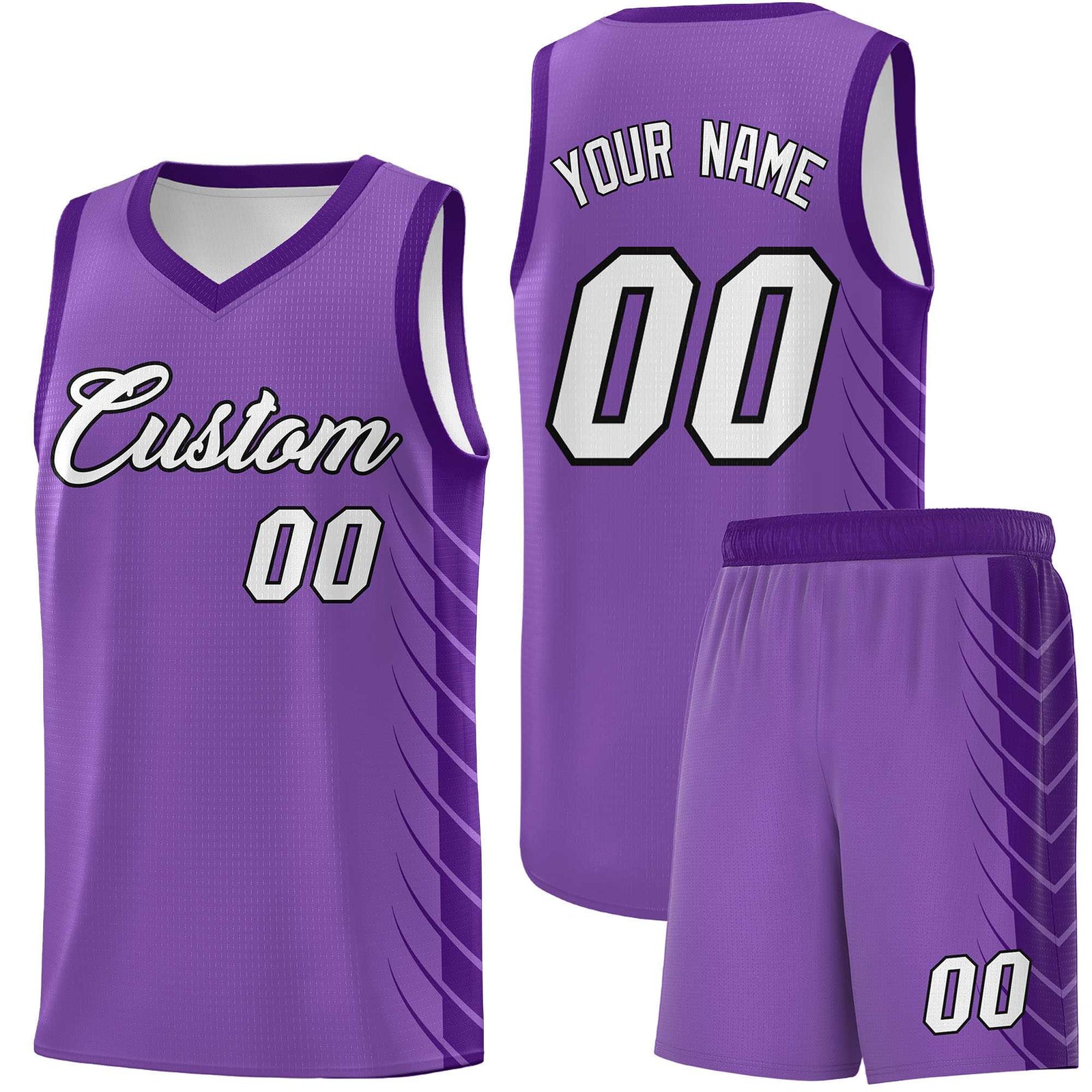 Custom Light Purple Purple Personalized Side Symmetrical Line Pattern Sports Uniform Basketball Jersey