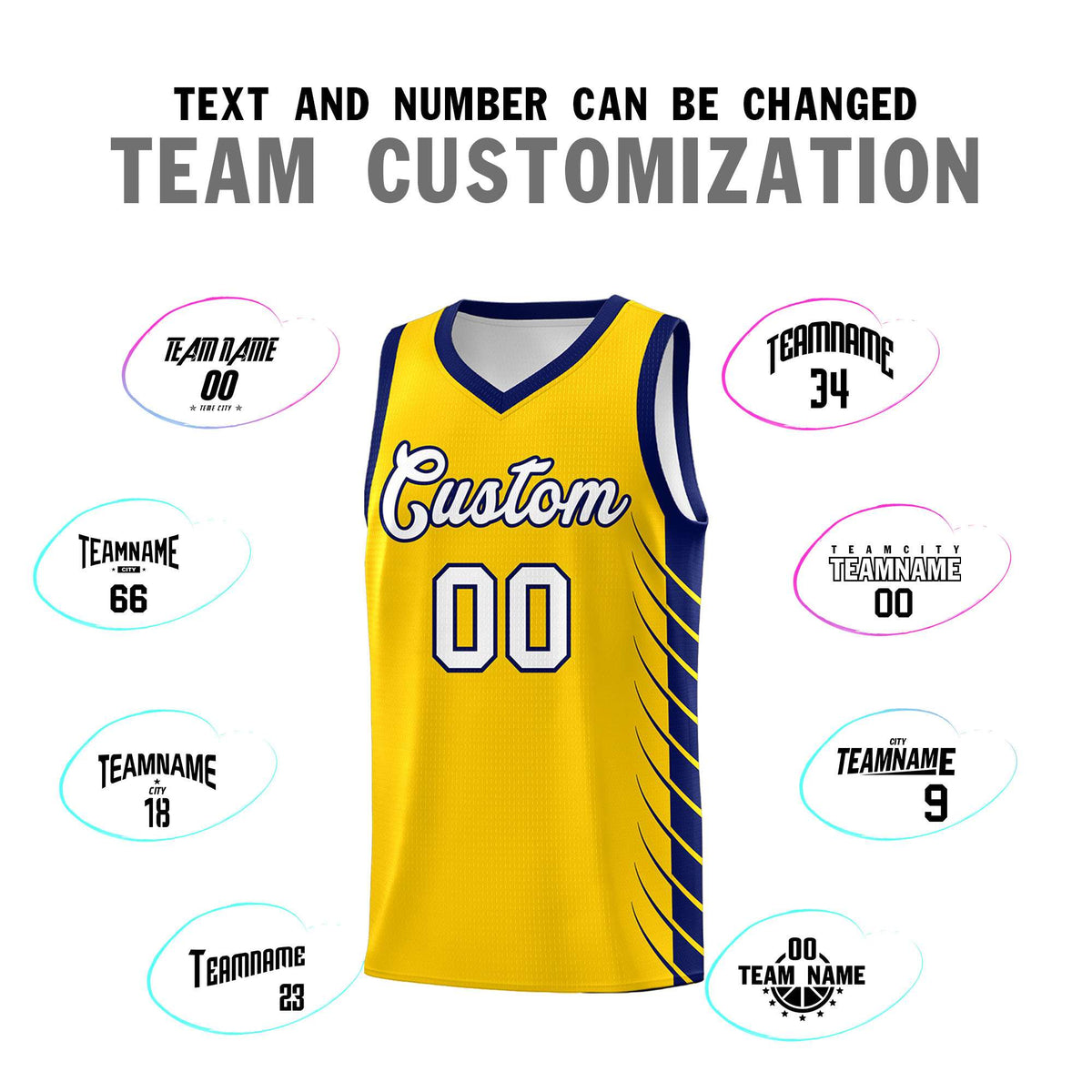 Custom Gold Navy Personalized Side Symmetrical Line Pattern Sports Uniform Basketball Jersey| KXKSHOP