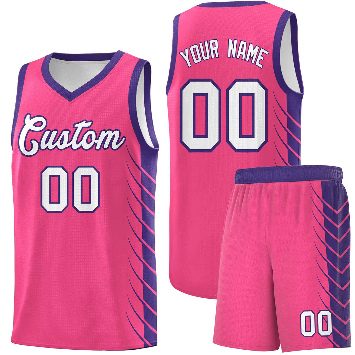 Custom Pink Purple Personalized Side Symmetrical Line Pattern Sports Uniform Basketball Jersey| KXKSHOP