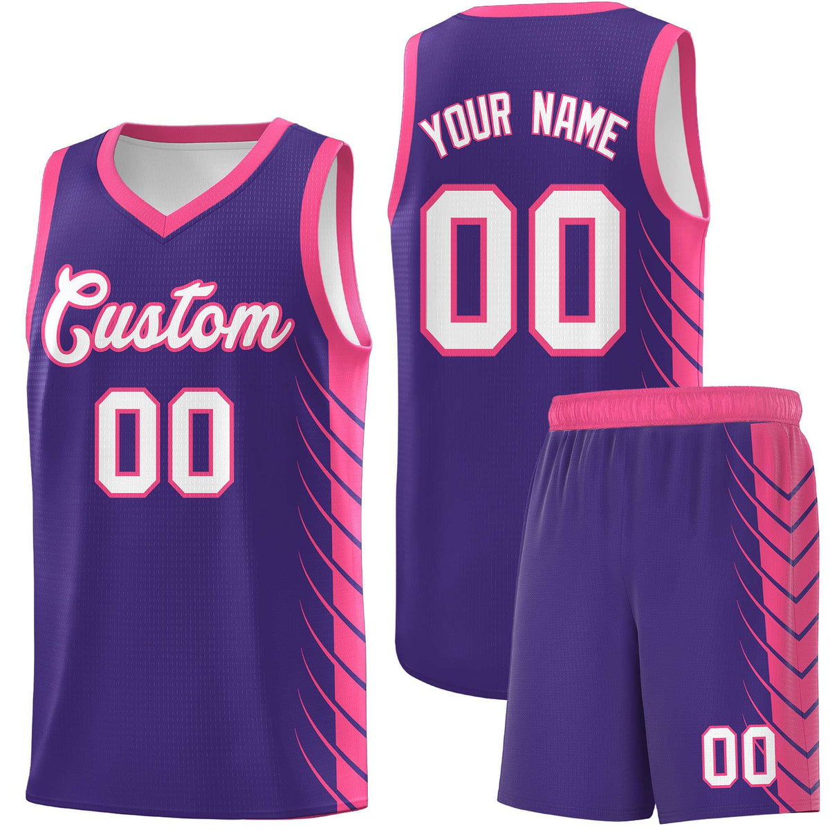 Custom Purple Pink Personalized Side Symmetrical Line Pattern Sports Uniform Basketball Jersey| KXKSHOP